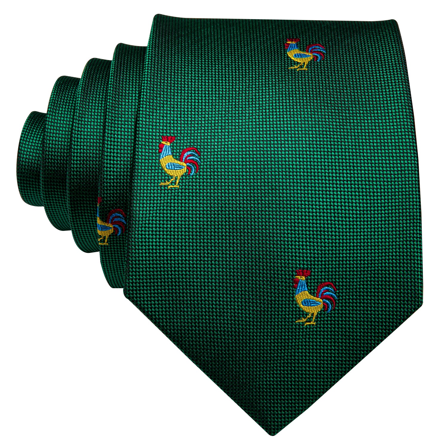 Novelty Rooster Green Tie Tie Hanky Cufflinks Set