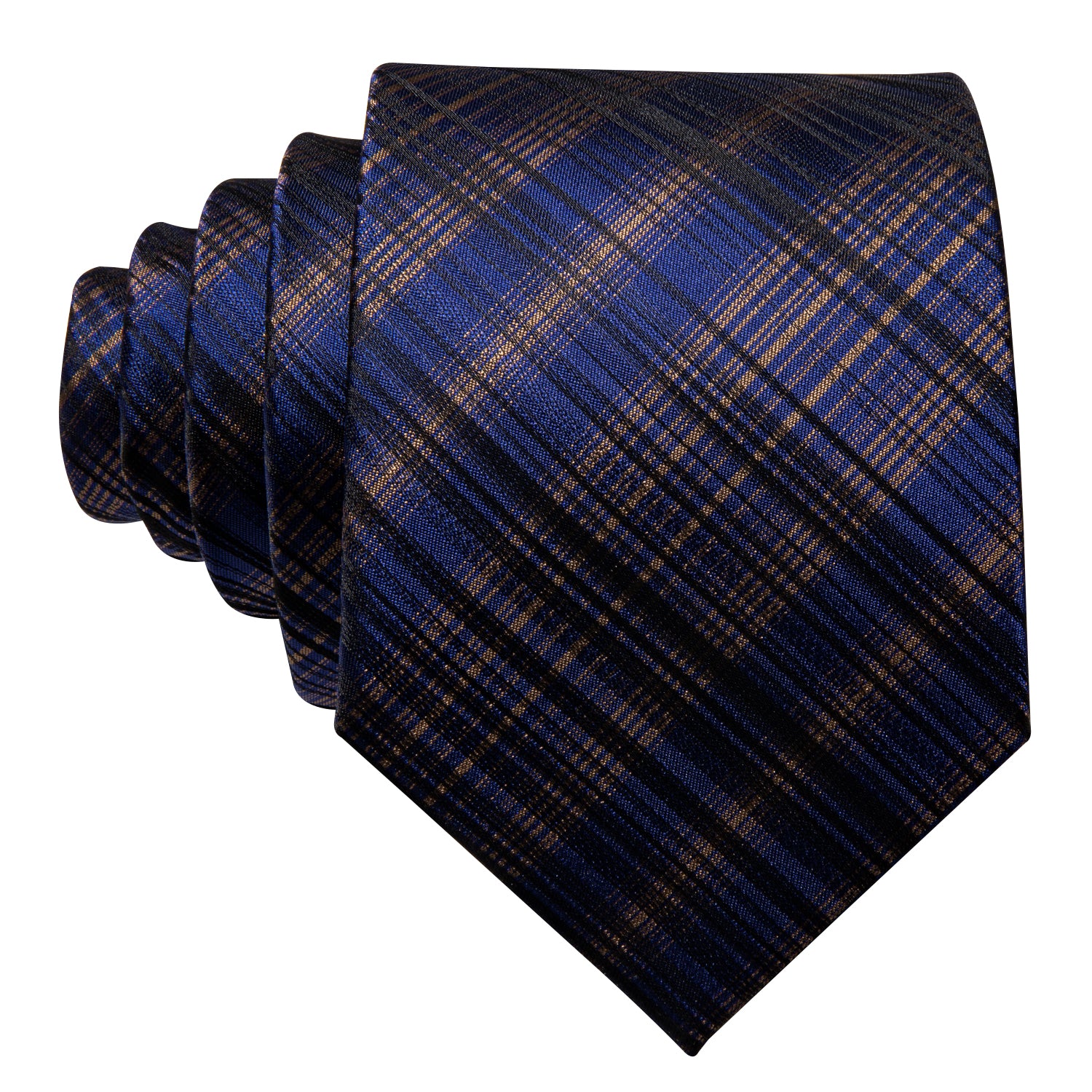 Blue and Brown Stripe Tie Tie Hanky Cufflinks Set