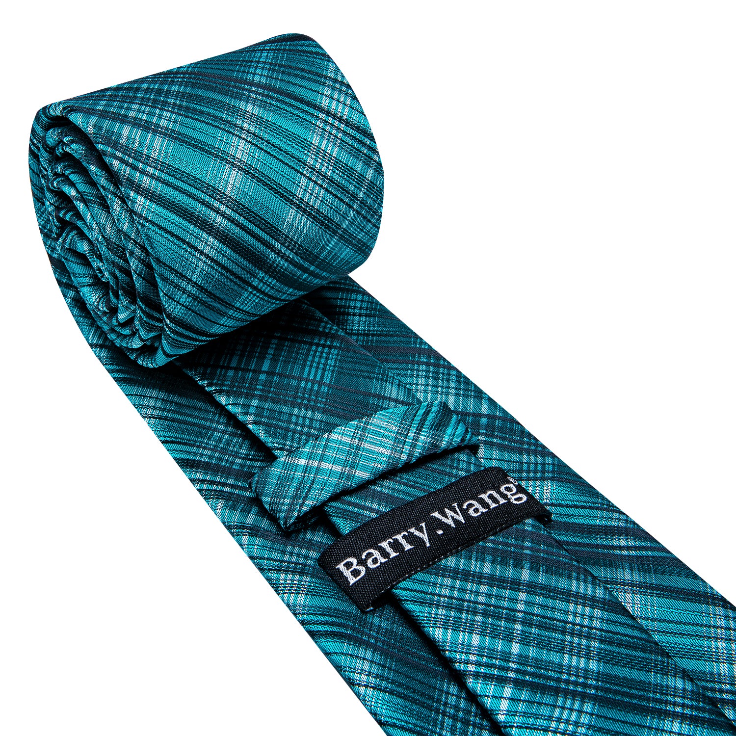 High Gloss Blue Black Stripe Tie Pocket Square Cufflinks Set