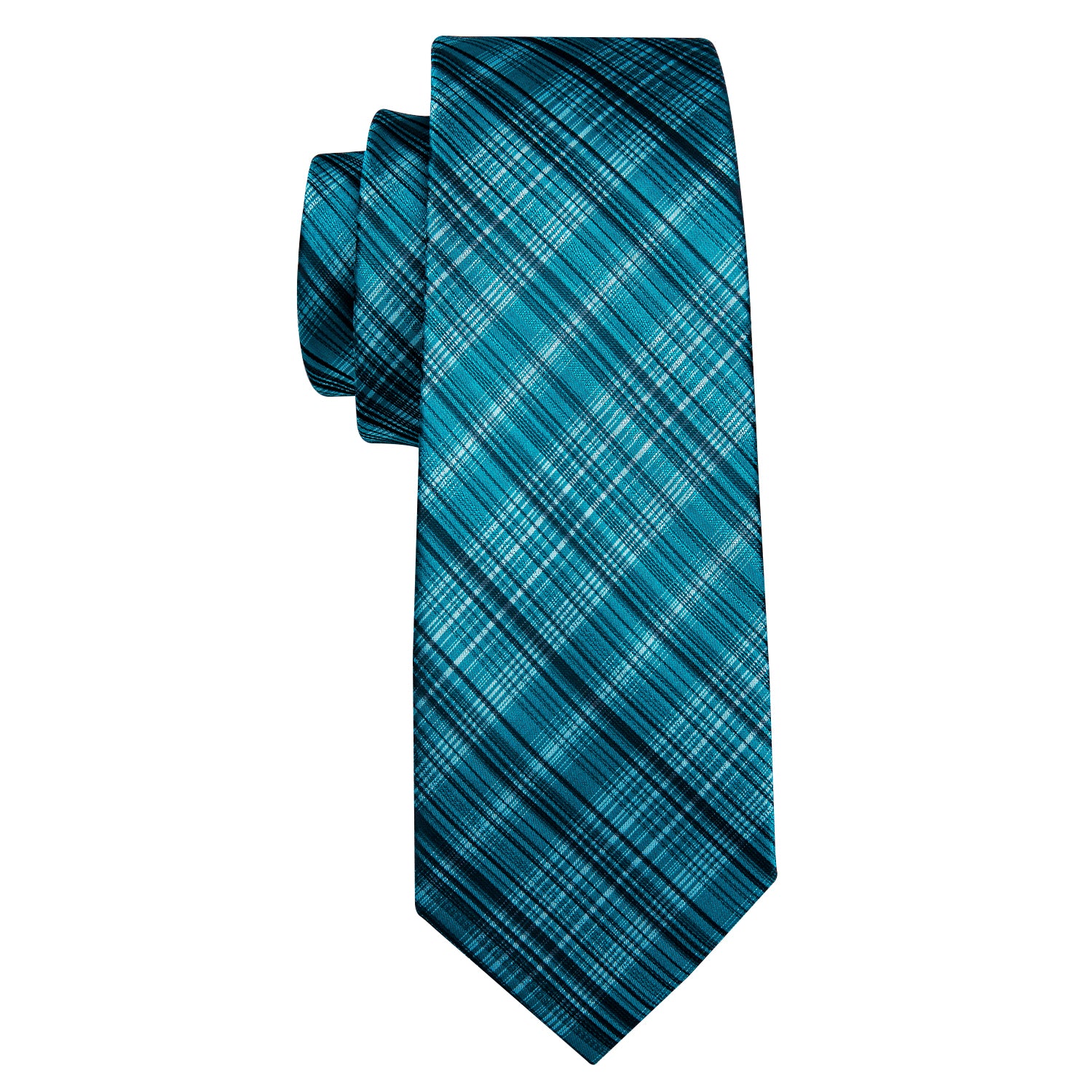 High Gloss Blue and Black Stripe Tie Pocket Square Cufflinks Set