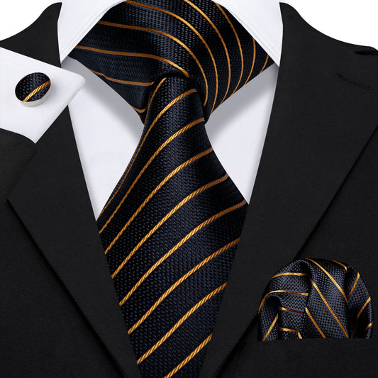 black gold striped necktie