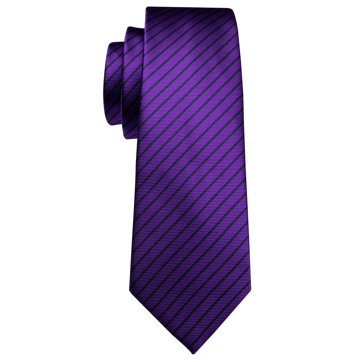 Purple and Black Stripe Tie Hanky Cufflinks Set