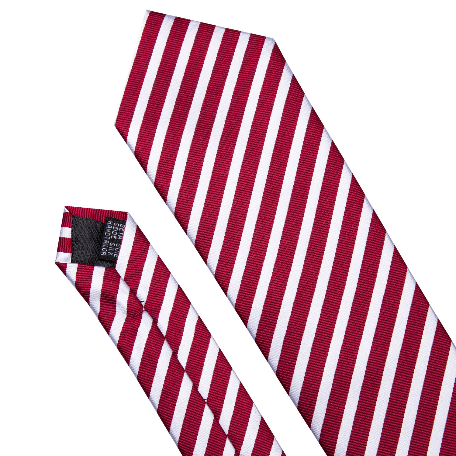 White and Red Stripe Tie Hanky Cufflinks Set