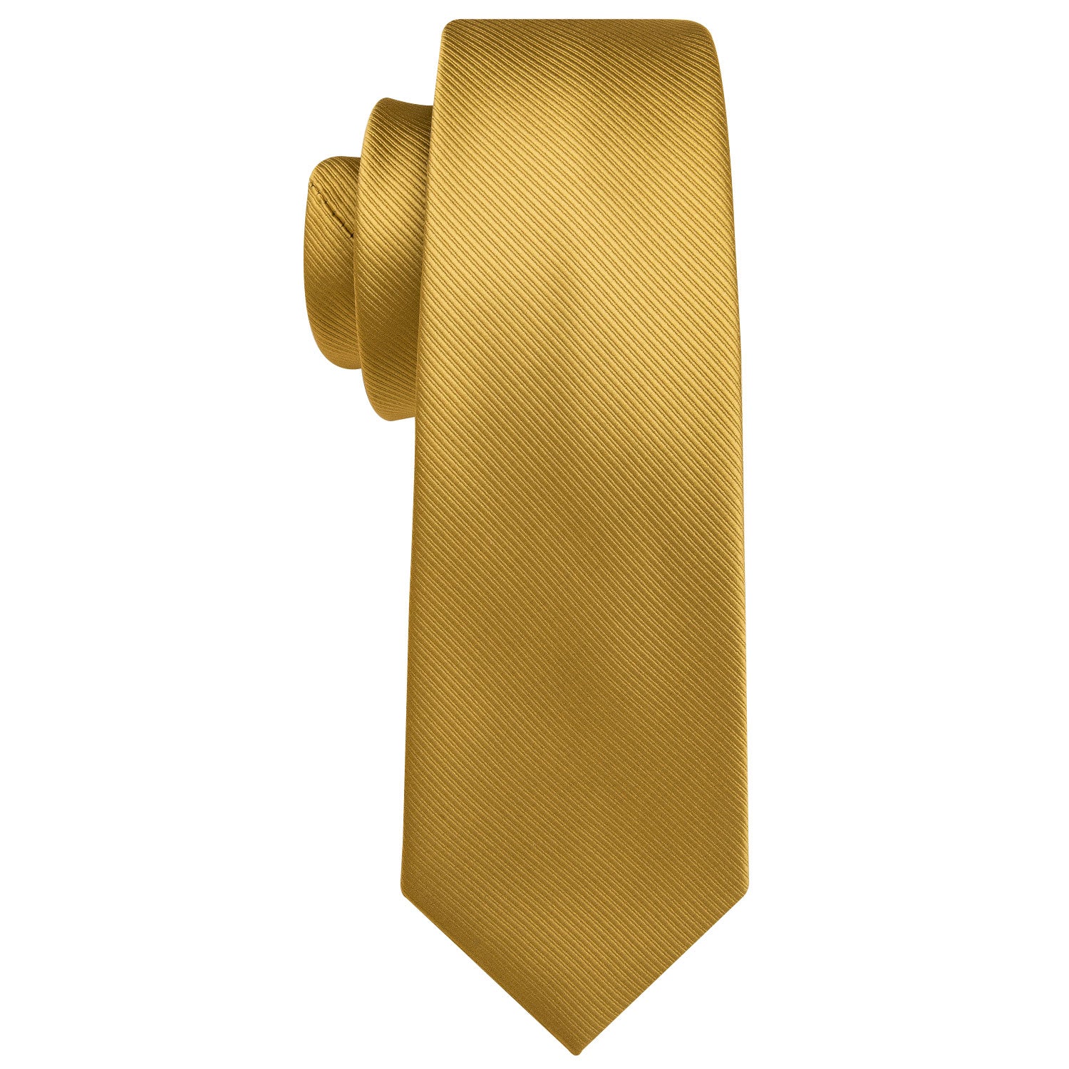 Barry.wang Gold Tie Striped Silk Men's Tie Pocket Square Cufflinks Set