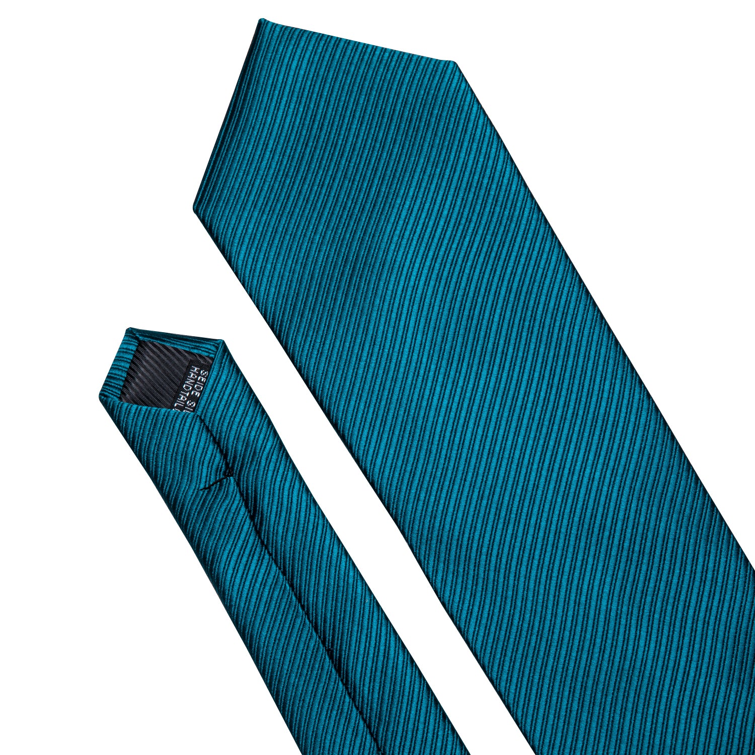 Solid Dark Blue Stripe Tie Hanky Cufflinks Set