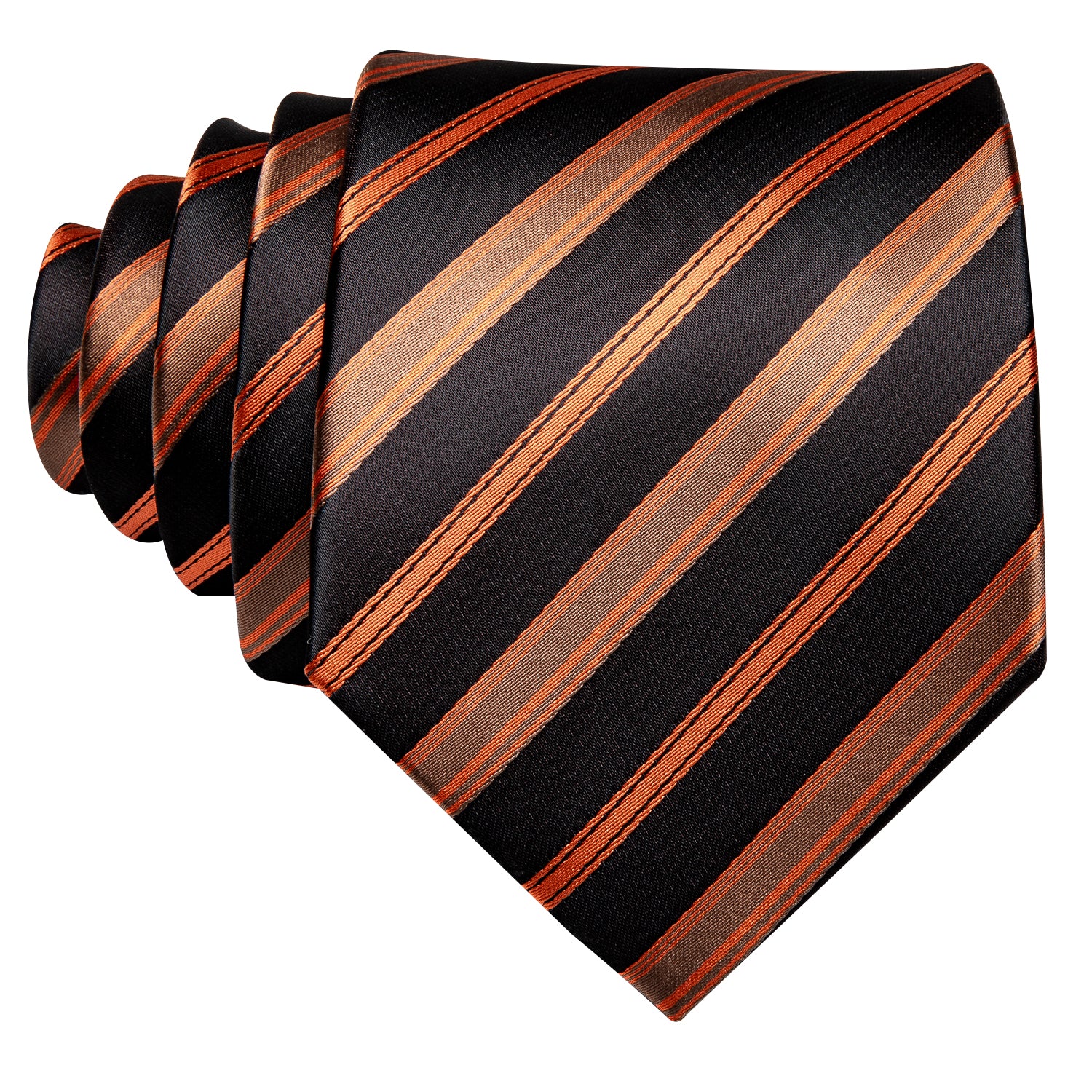 Black suit White shiry black necktie with jacquard orange stripes men's tie 