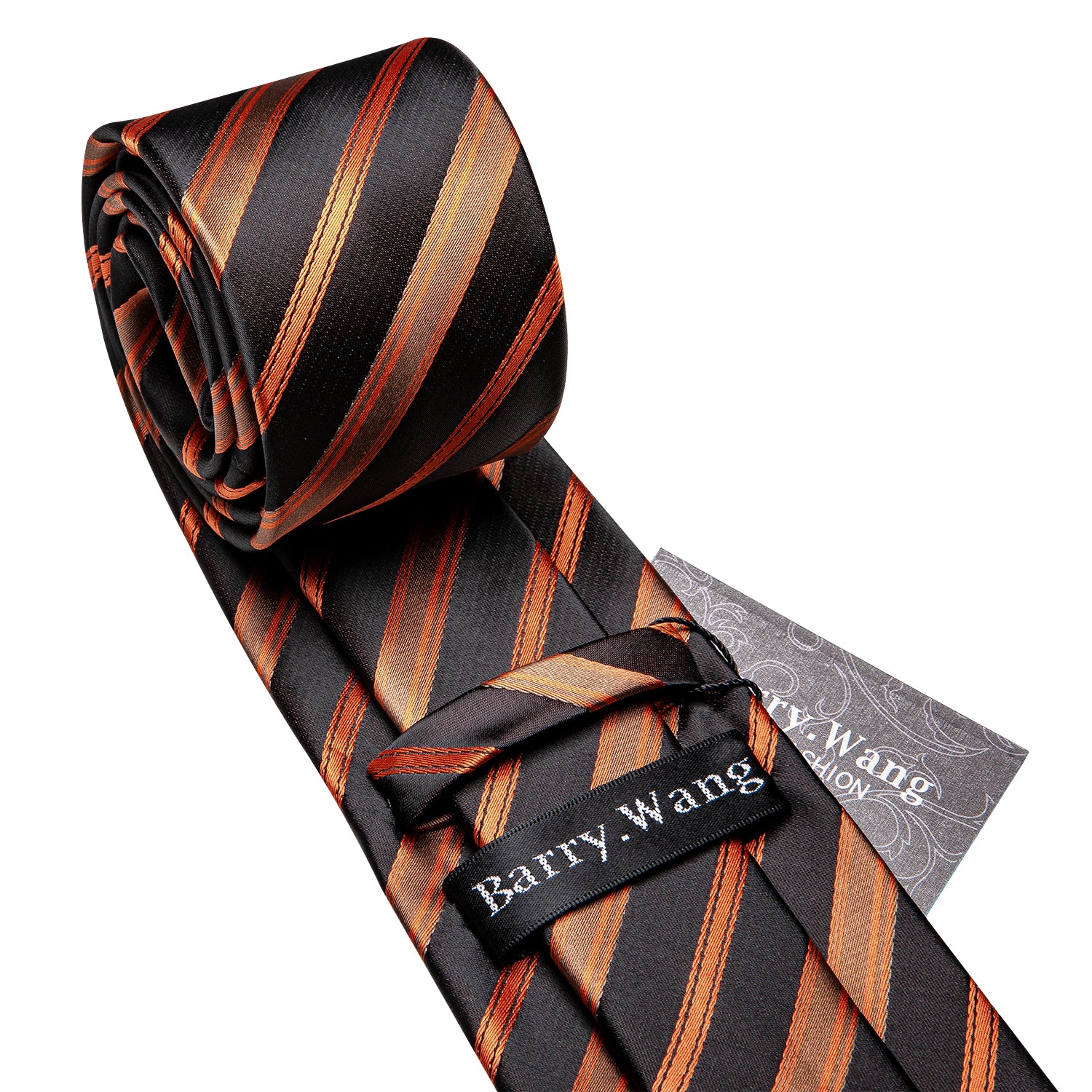 Black suit White shiry black necktie with jacquard orange stripes men's tie 