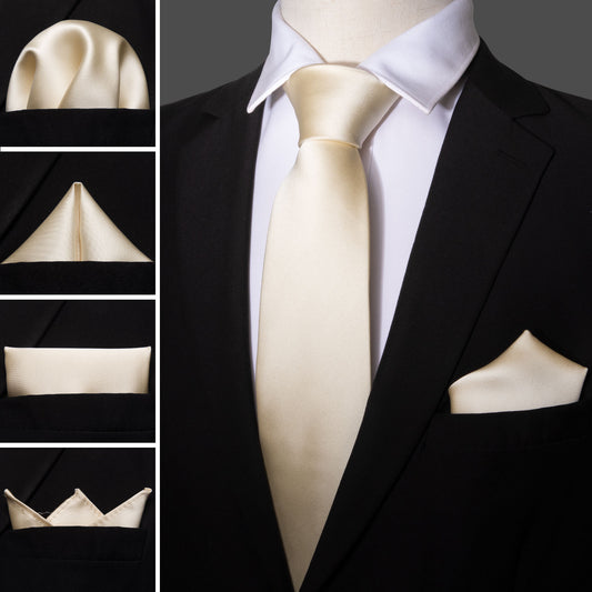 champagne gold tie and pocket square