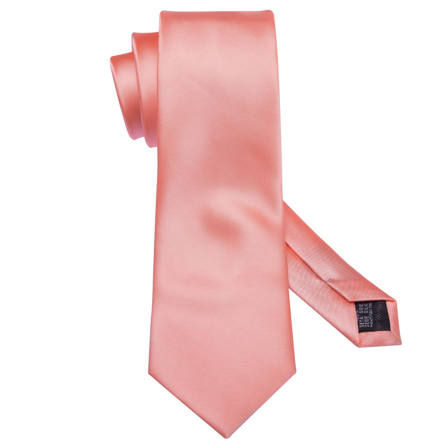 Coral Pink Necktie Solid Tie Pocket Square Cufflinks Set