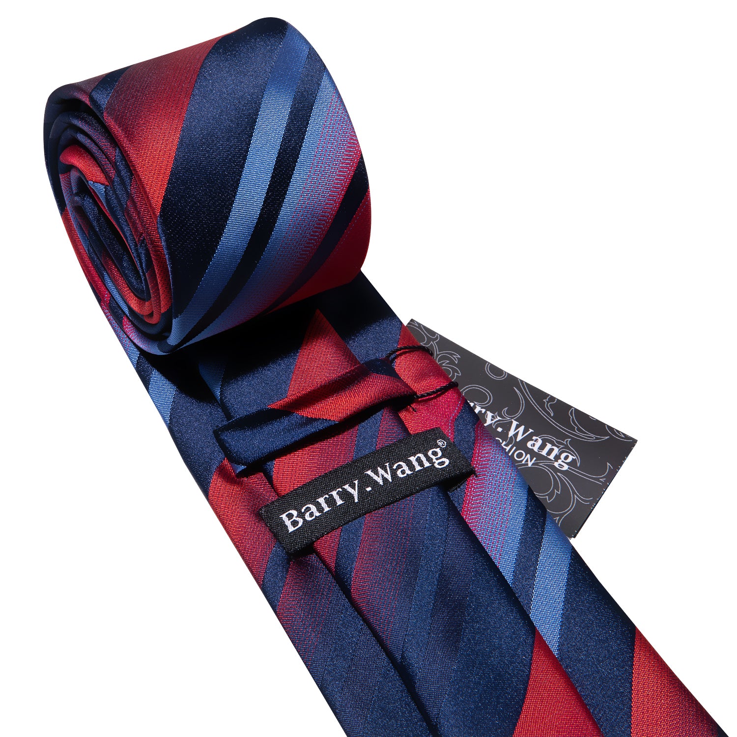 Blue Red Gradient Stripe Tie Hanky Cufflinks Set