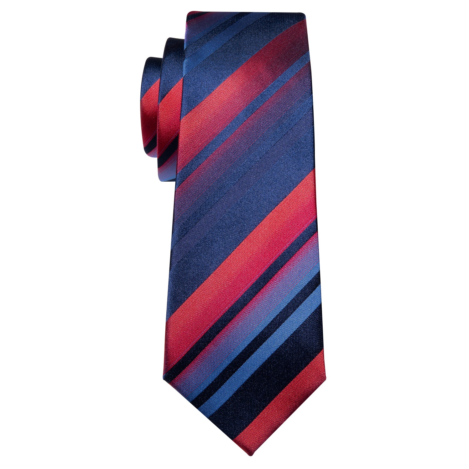 Blue Red Gradient Stripe Tie Hanky Cufflinks Set
