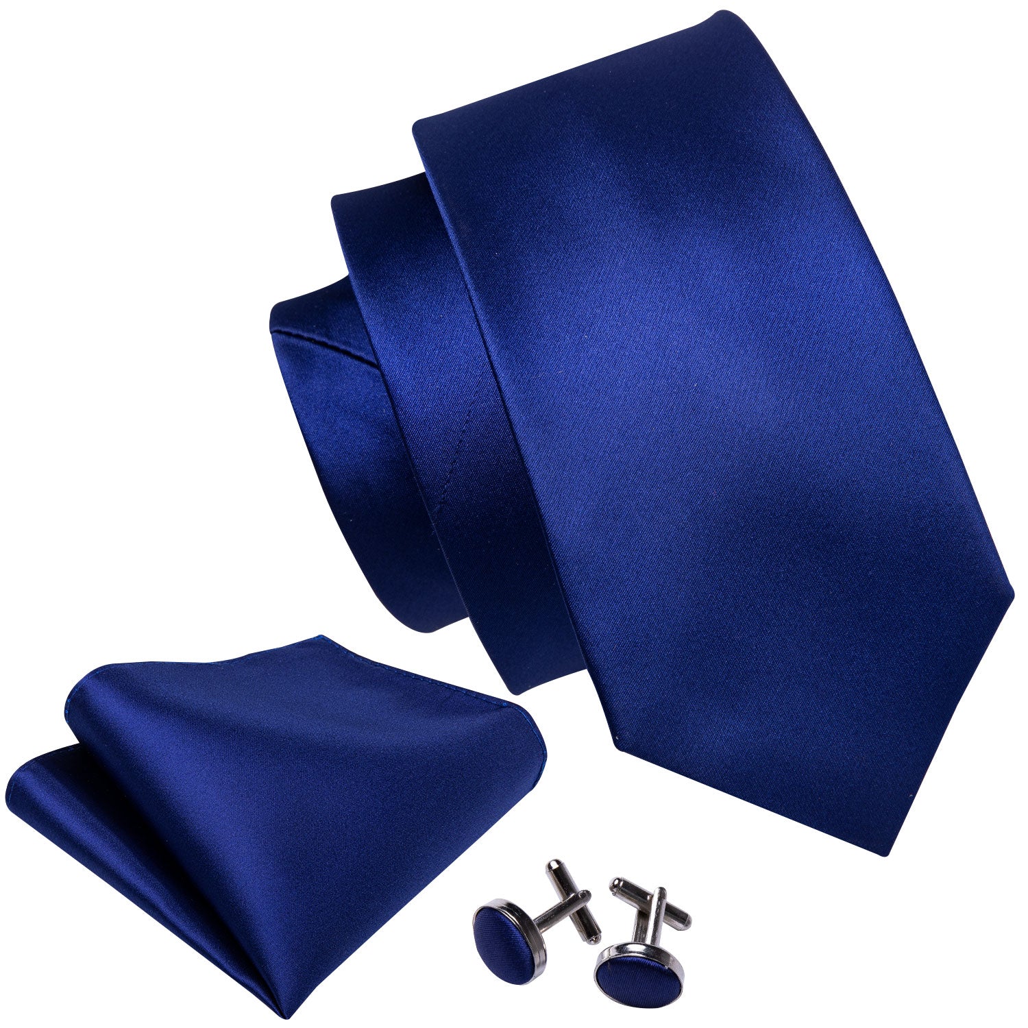 Sapphire Blue Plaid Men's Tie Lapel Pin Brooch Silk Tie Pocket Square Set Wedding Business Party