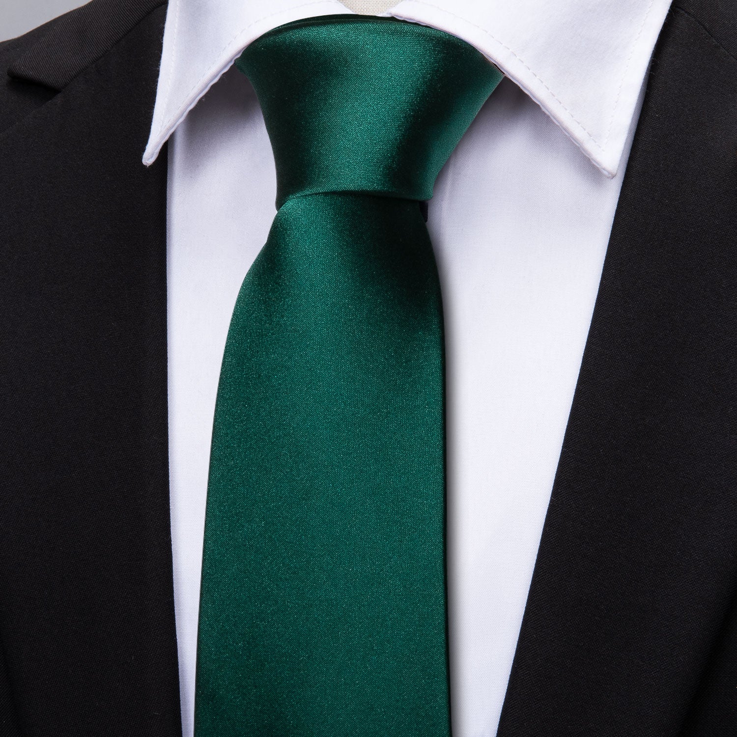 Barry.wang Green Tie Silk Men's Tie Pocket Square Cufflinks Set