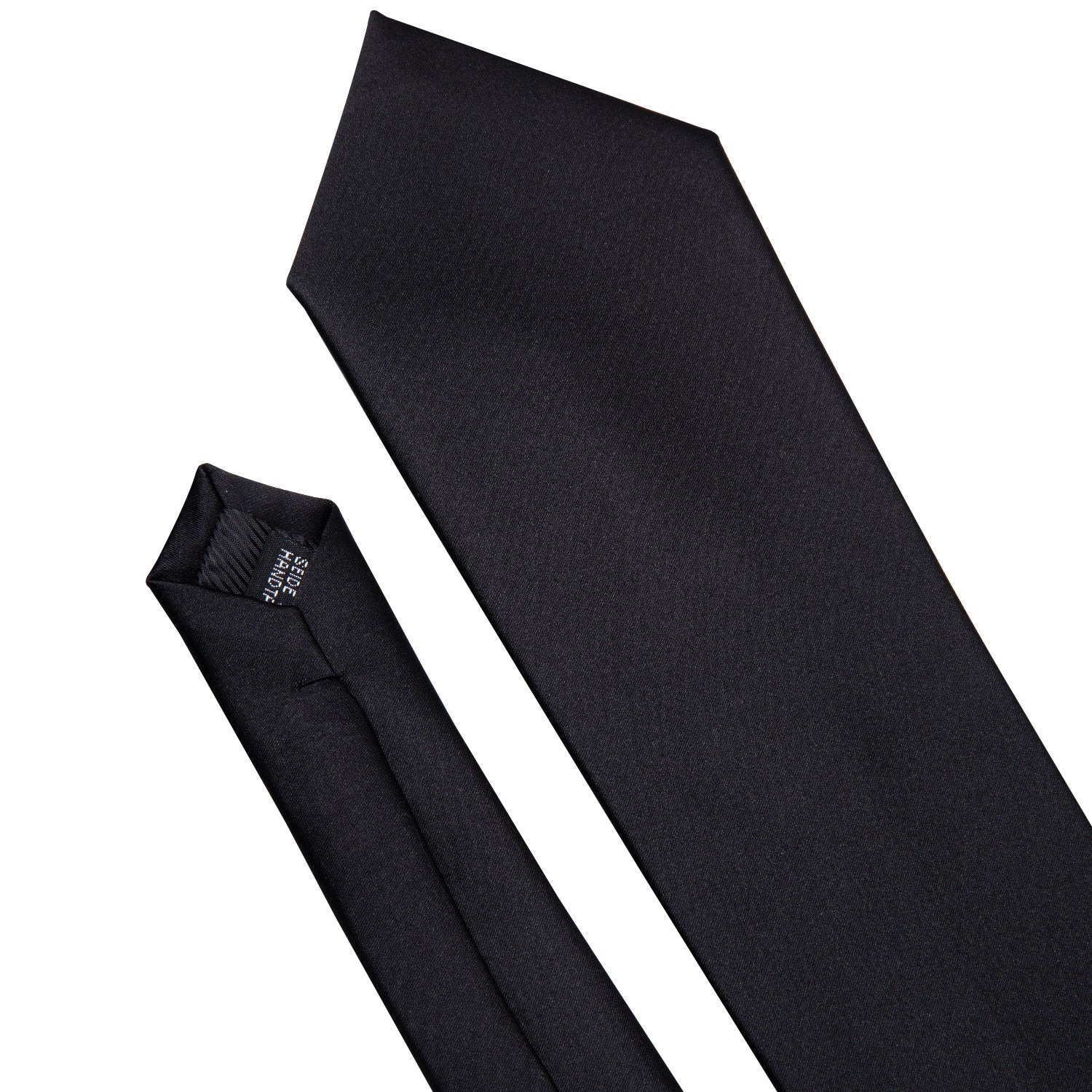 Black Solid Tie Hanky Cufflinks Set