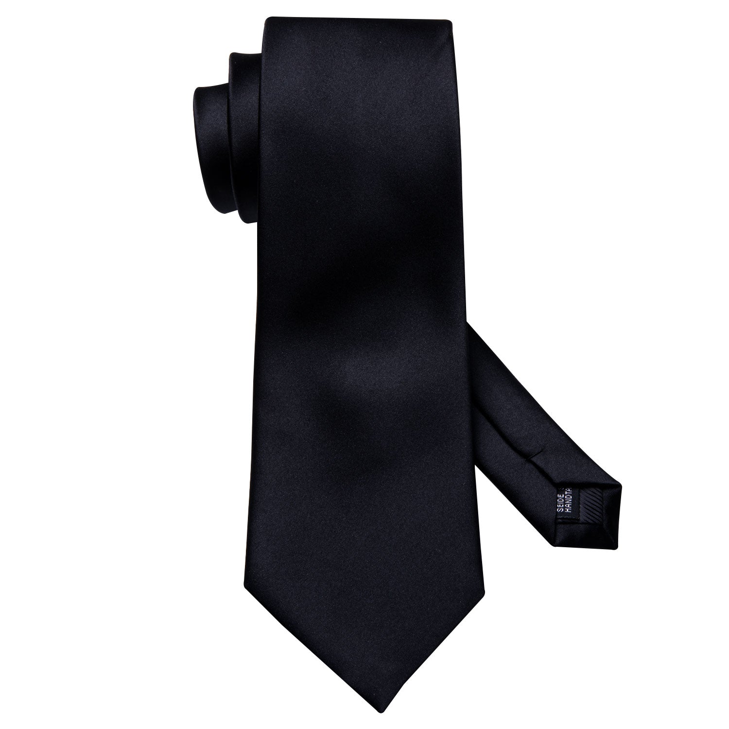 Black Solid Tie Hanky Cufflinks Set