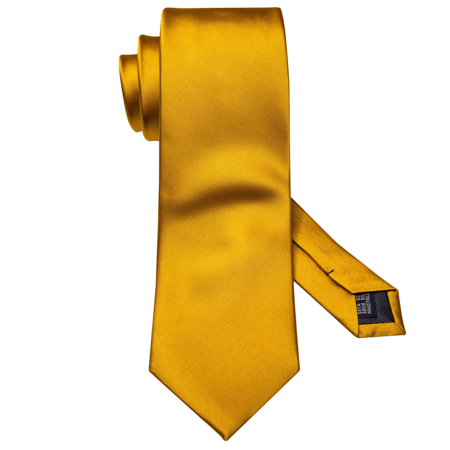 Men's Gold Necktie Solid Wedding Tie Hanky Cufflinks Set