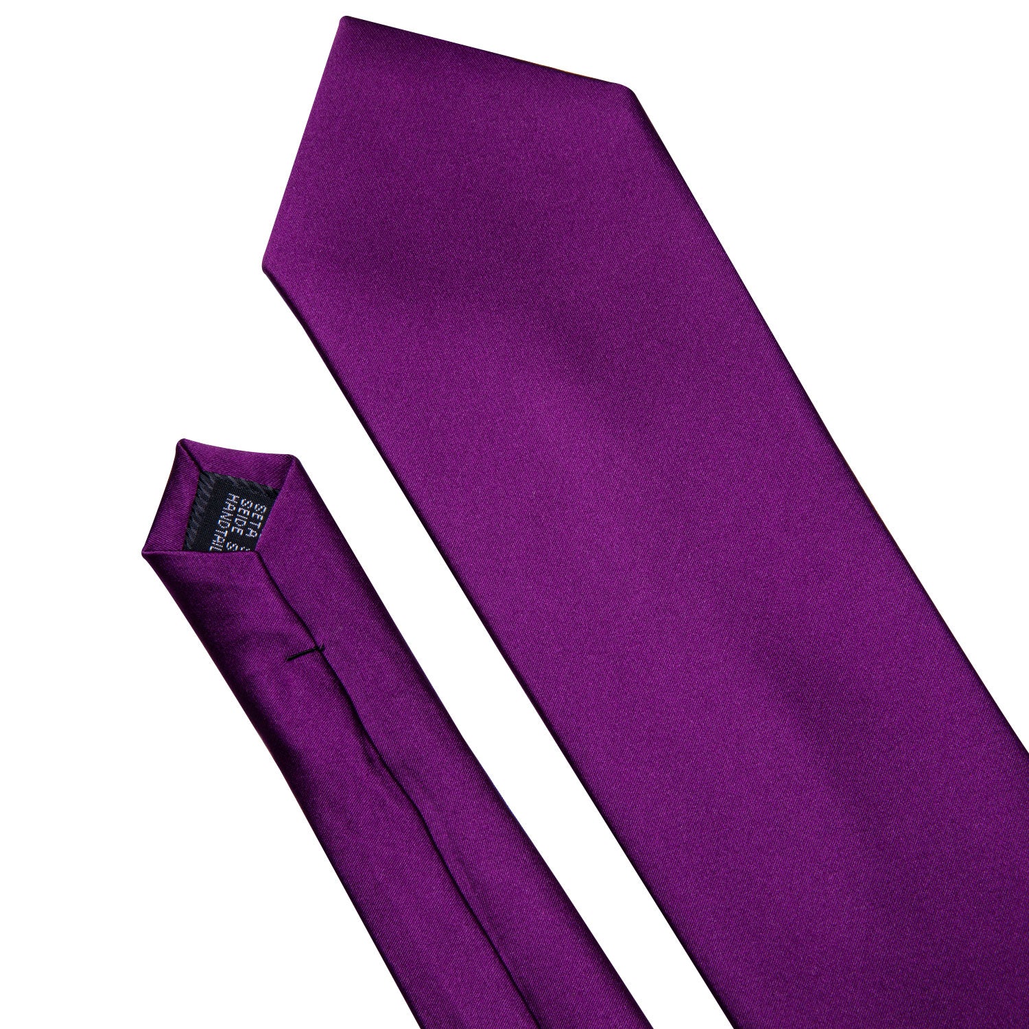 Barry Wang Dark Purple Solid Tie Hanky Cufflinks Set
