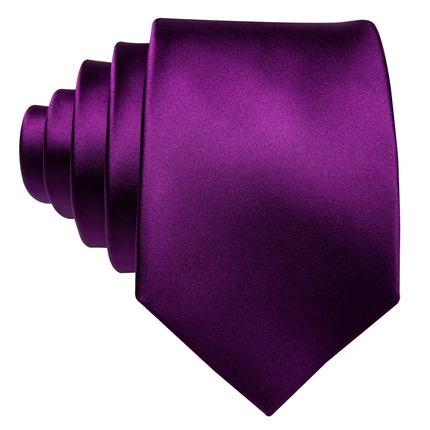 Barry.wang Purple Tie Pure Solid Necktie Handkerchief Cufflinks Set for Men