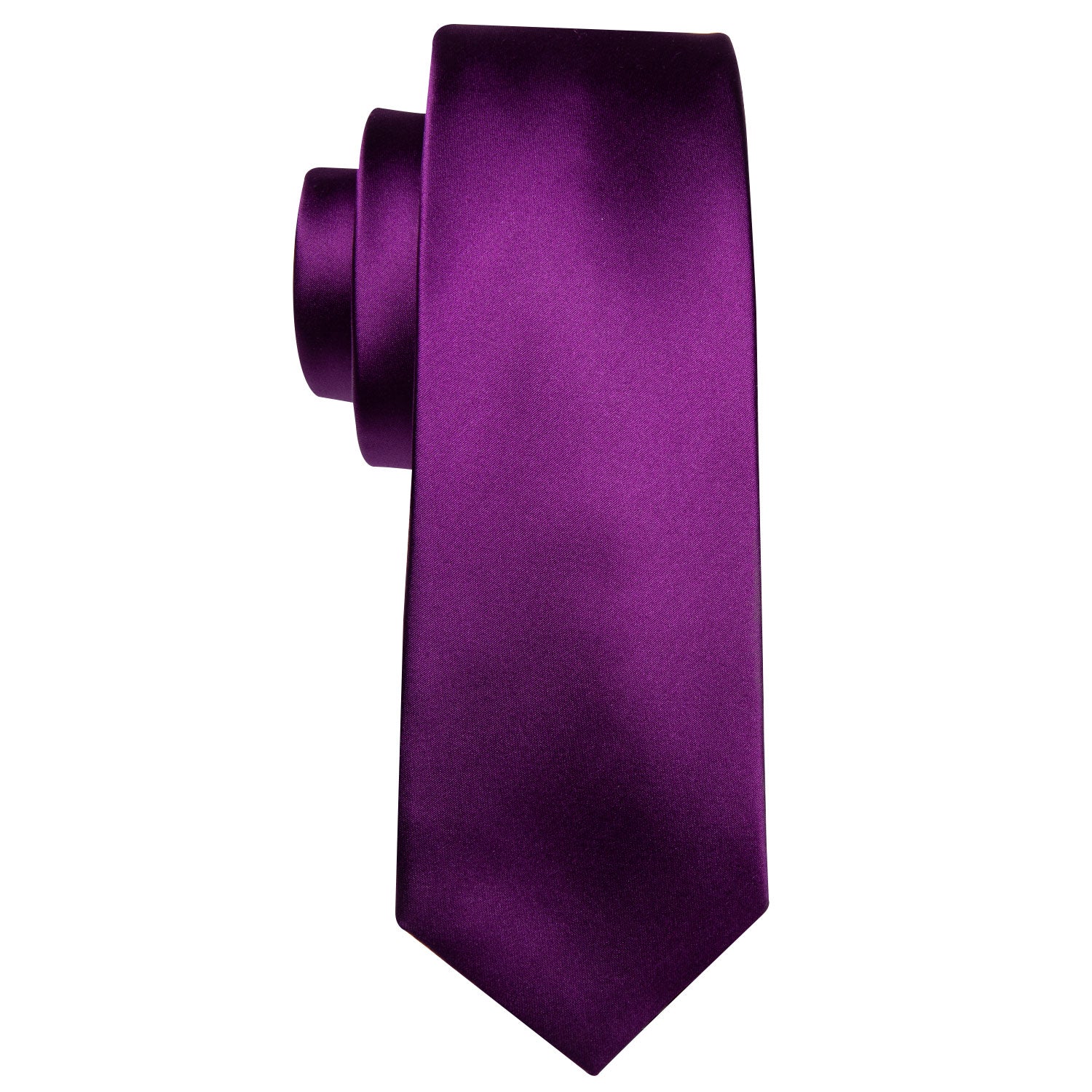 Barry Wang Dark Purple Solid Tie Hanky Cufflinks Set