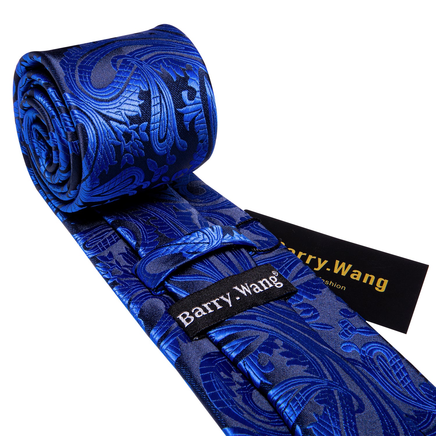 Blue Paisley Men's Necktie Pocket Square Cufflinks Set