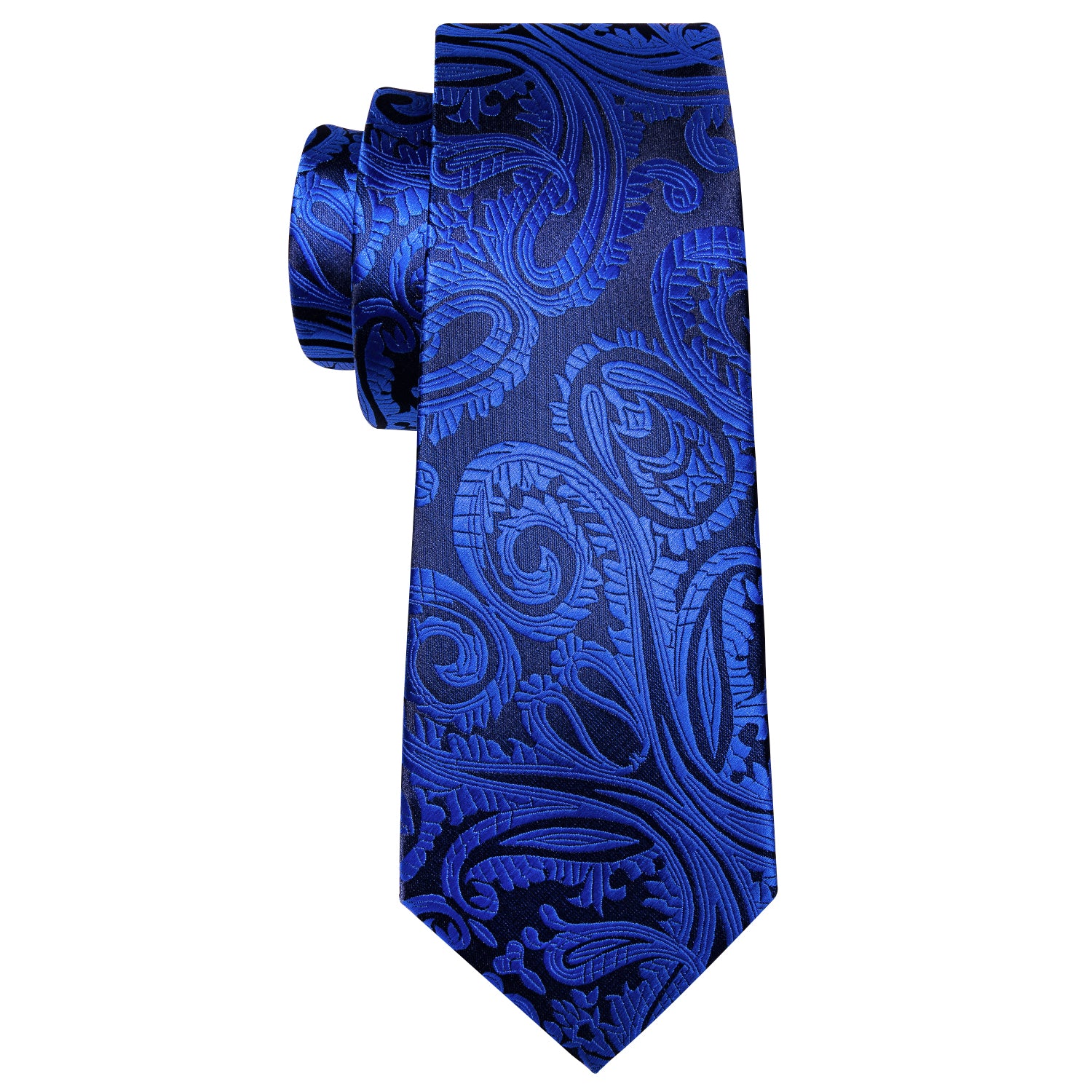 Blue Paisley Men's Necktie Pocket Square Cufflinks Gift Box Set