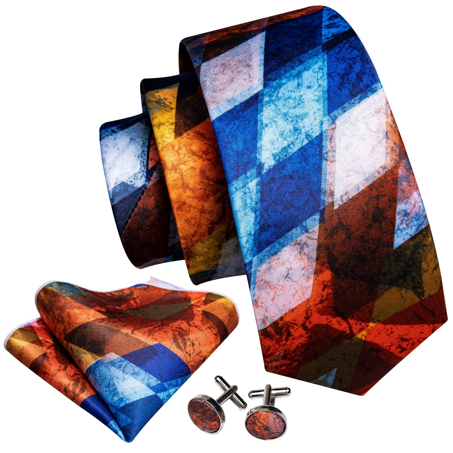 Black suit white shirt blue necktie orange white men's necktie for wedding  checkered men's necktie 