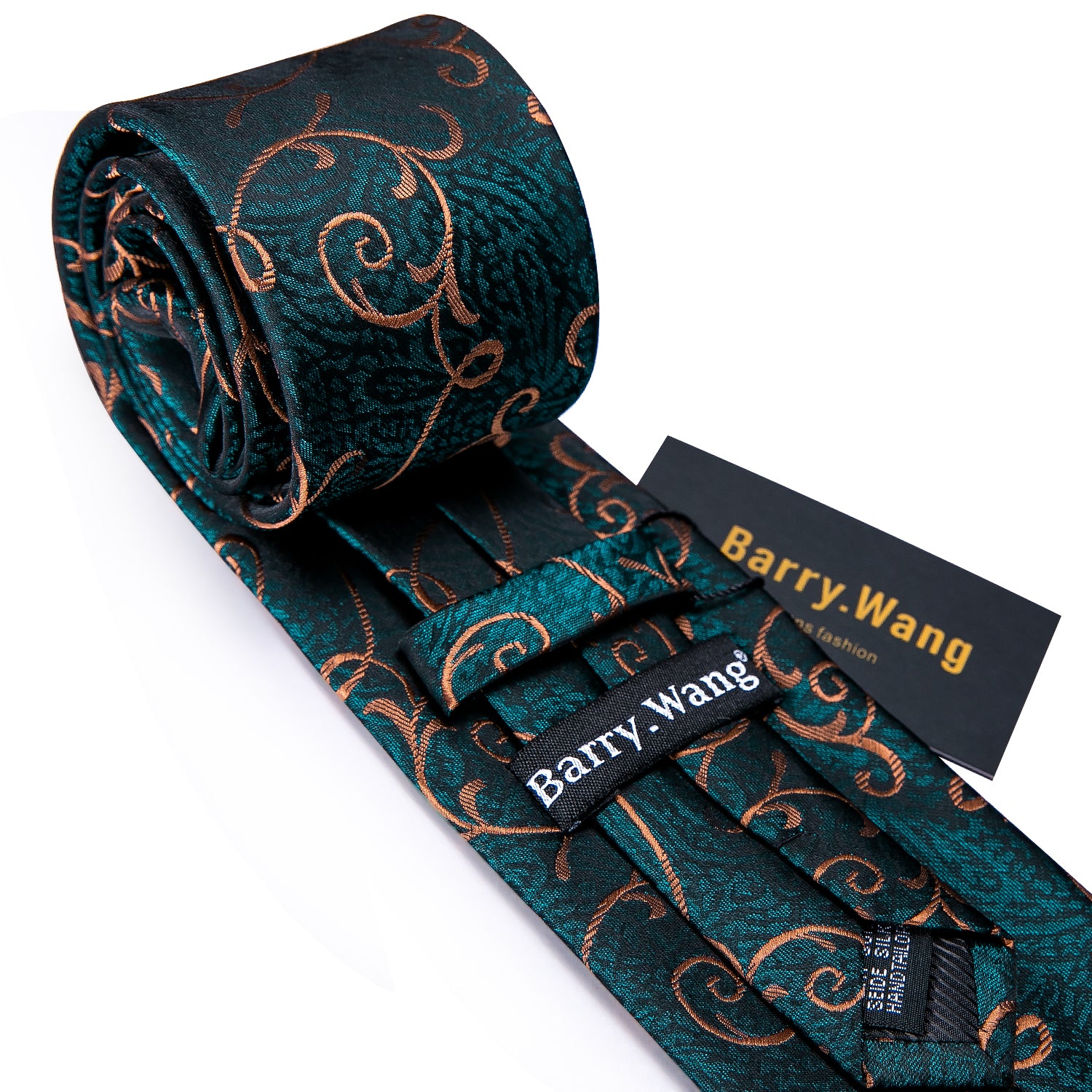 New Green Gold Paisley Silk Tie Hanky Cufflinks Set