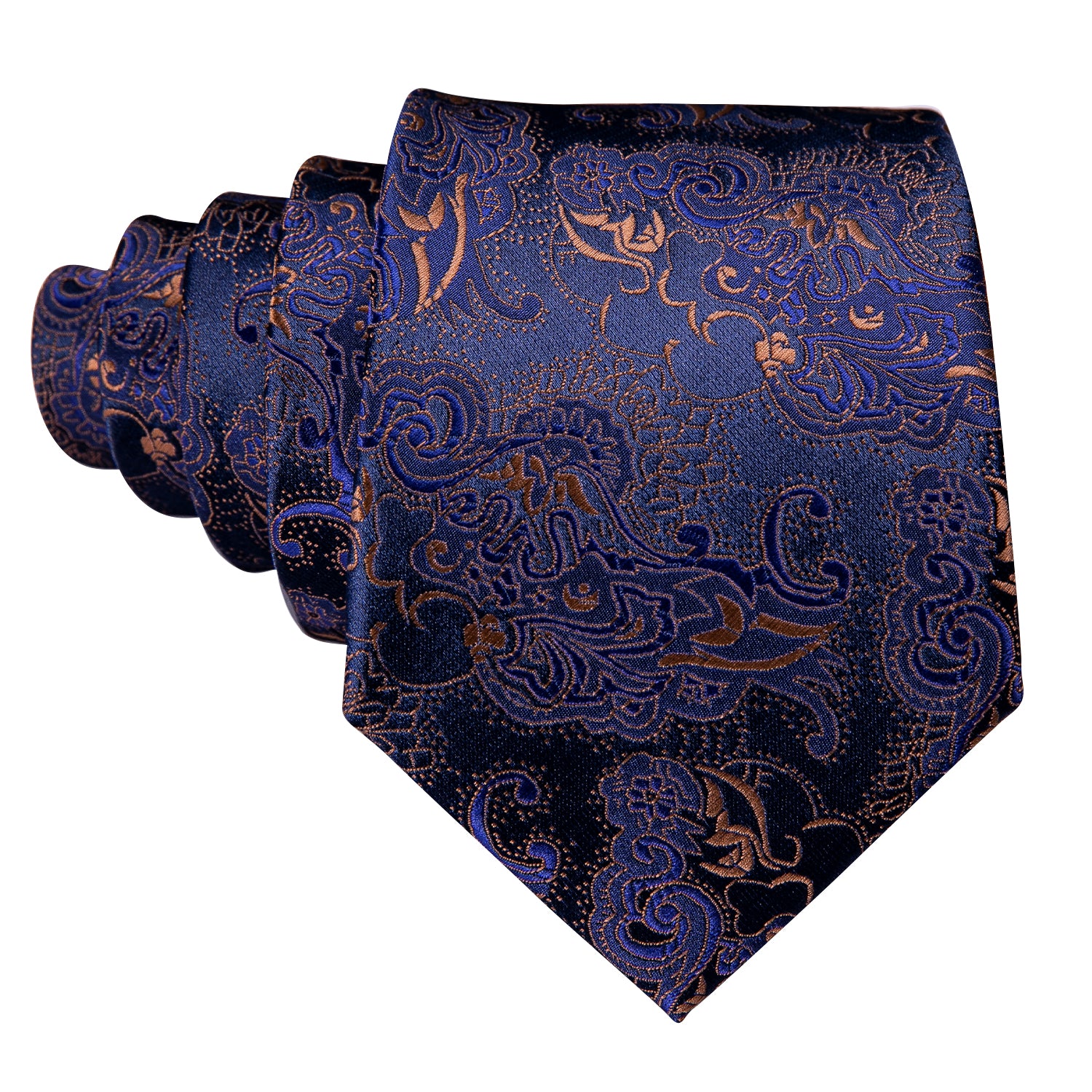 New Blue Paisley Silk Tie Hanky Cufflinks Set