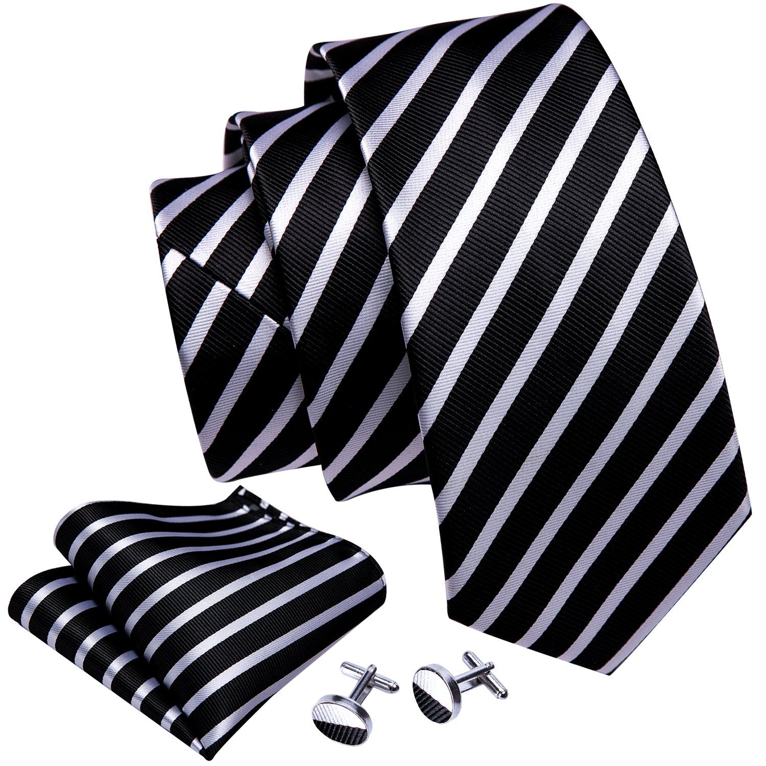black tie for men and pocket square cufflinks 
