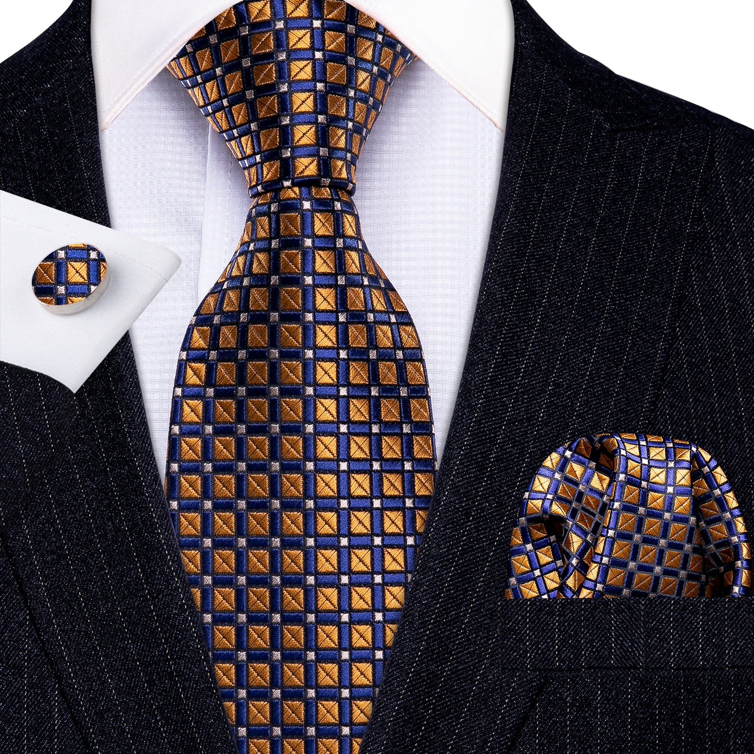 Brown Tie Blue Polka Dot Silk Solid Men's Silk Tie