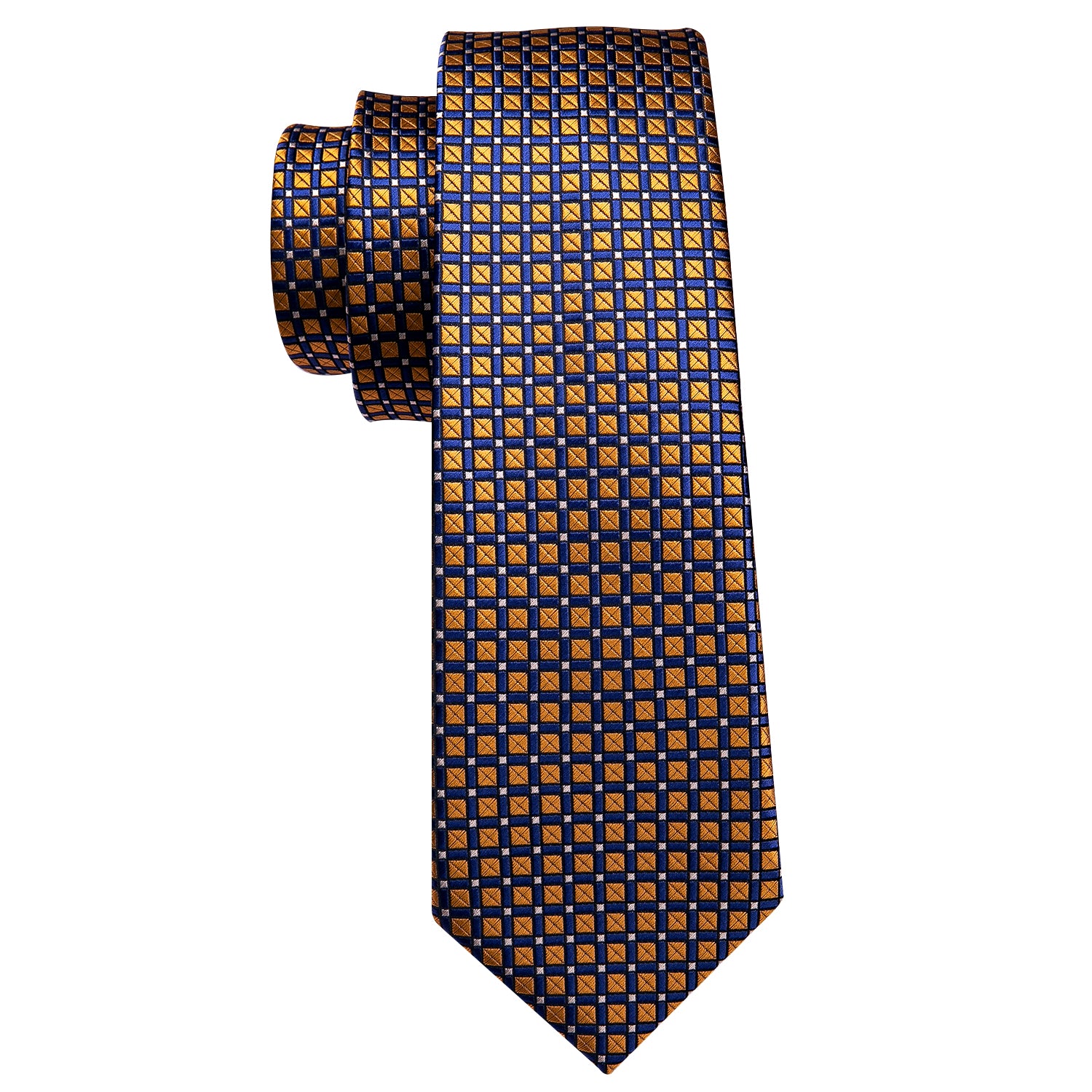 Barry Wang Brown Tie Blue Polka Dot Men's Silk Tie Hanky Cufflinks Set