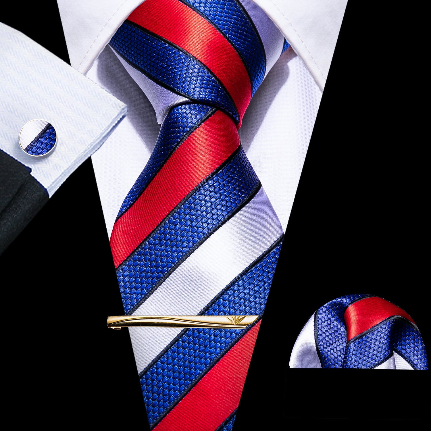 red and blue tie
