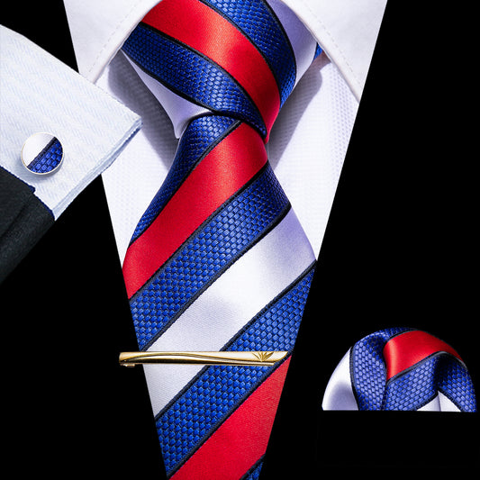 red and blue tie