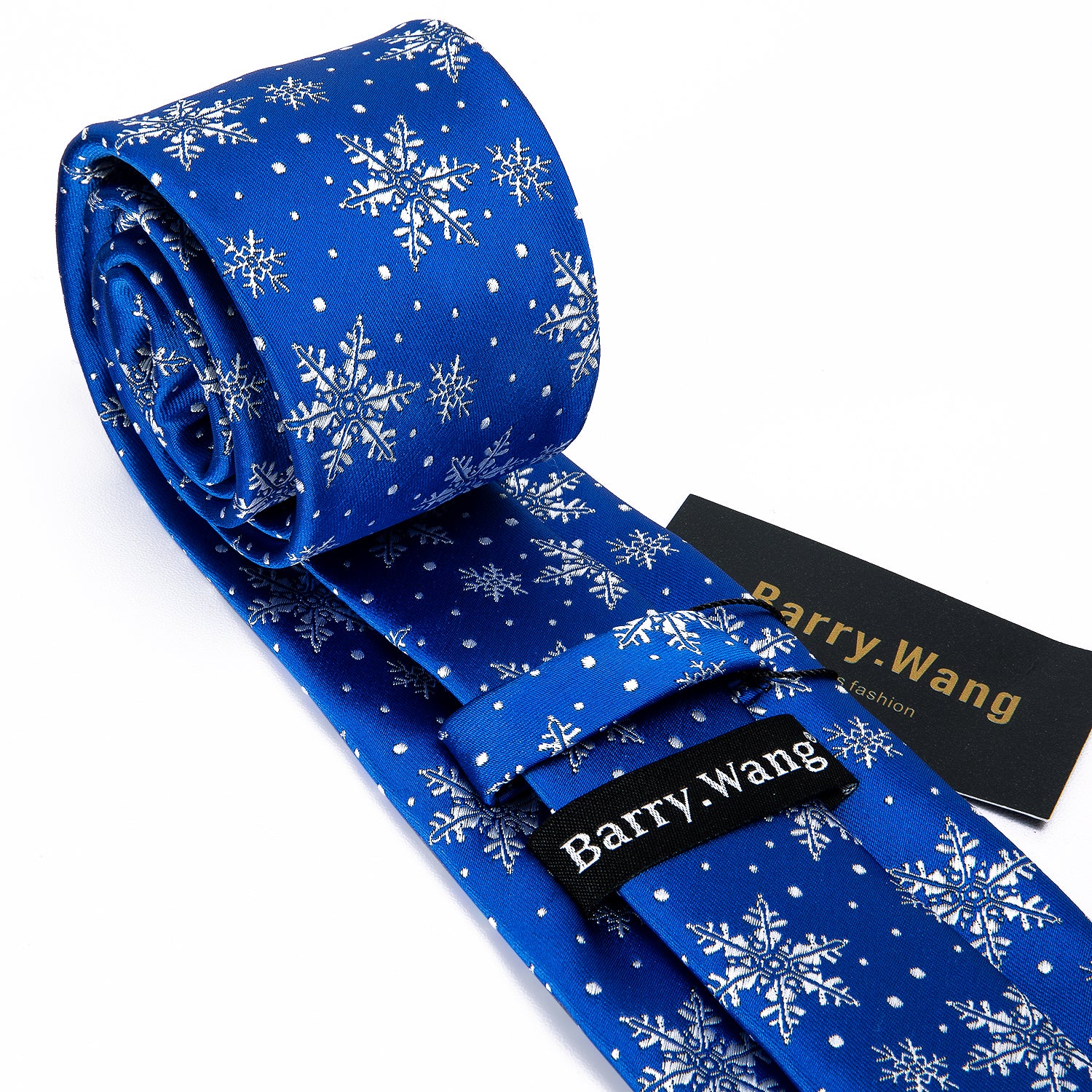 Barry Wang Blue TIe White snowflake men's necktie 