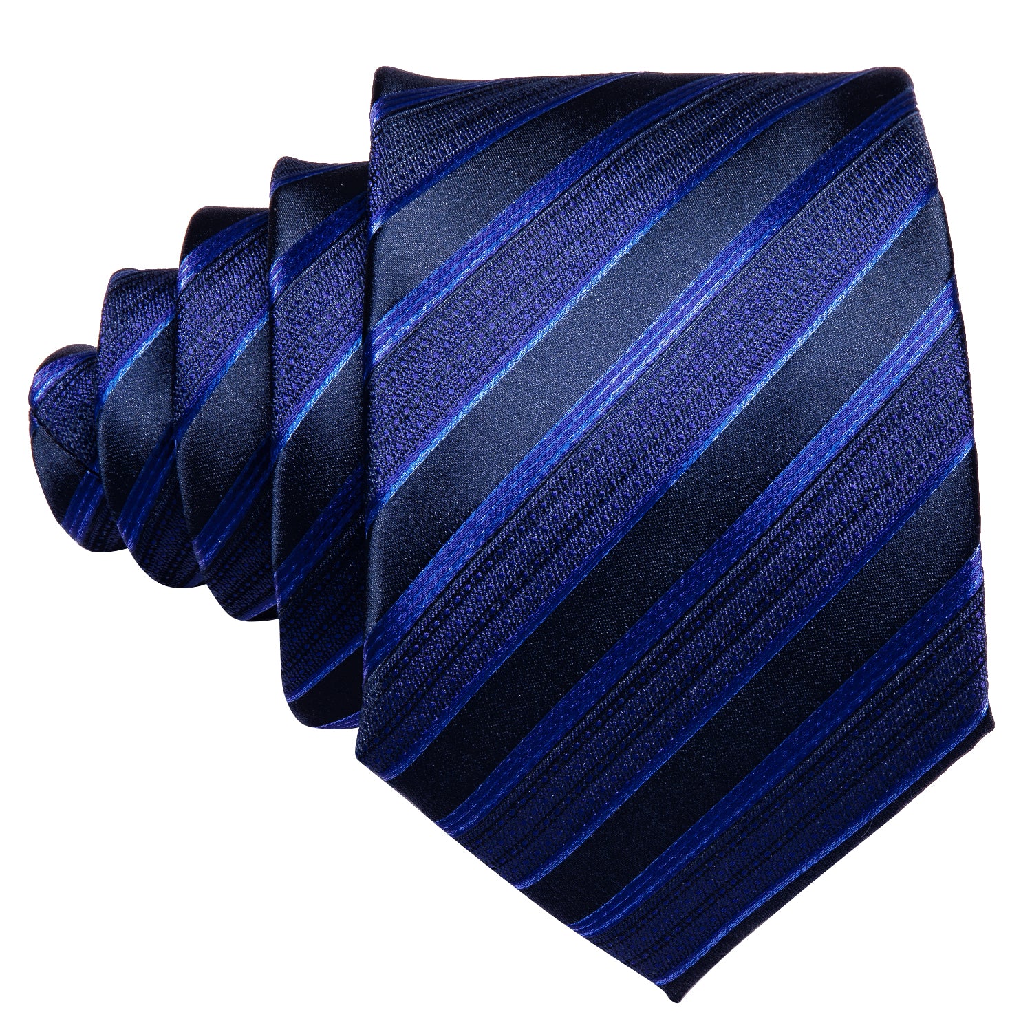 Necktie Deep Blue Striped Tie Pocket Square Cufflinks Set