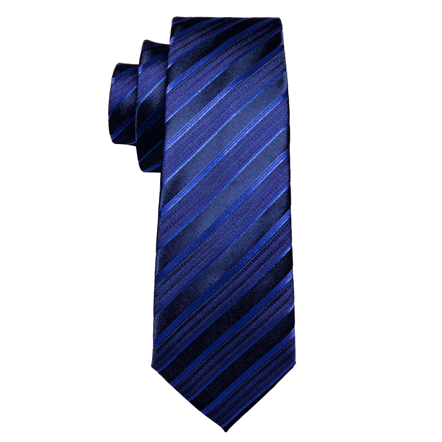 Deep Blue Stripe Tie Pocket Square Cufflinks Set