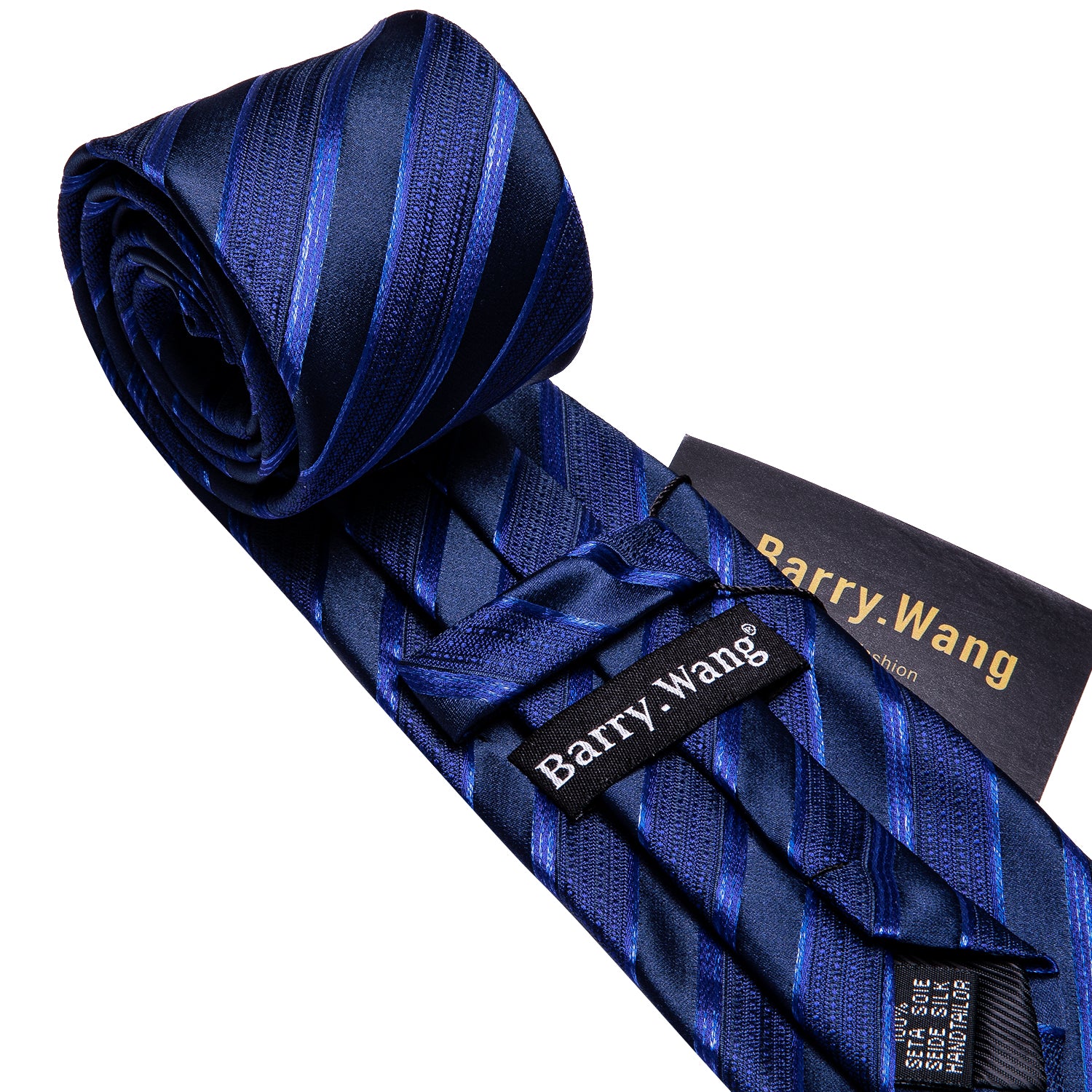 Necktie Deep Blue Striped Tie Pocket Square Cufflinks Set