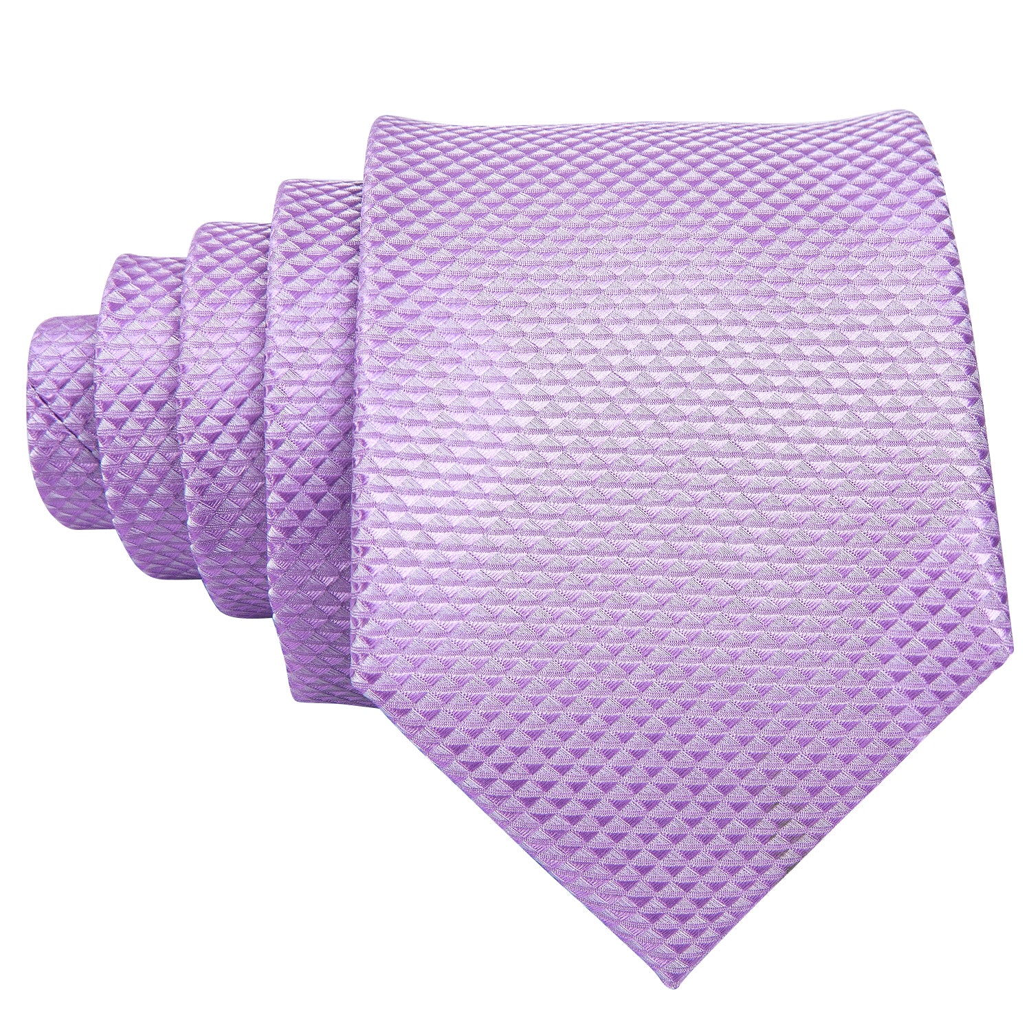 Barry.wang Men's Tie Light Purple Geometric Tie Hanky Cufflinks Set