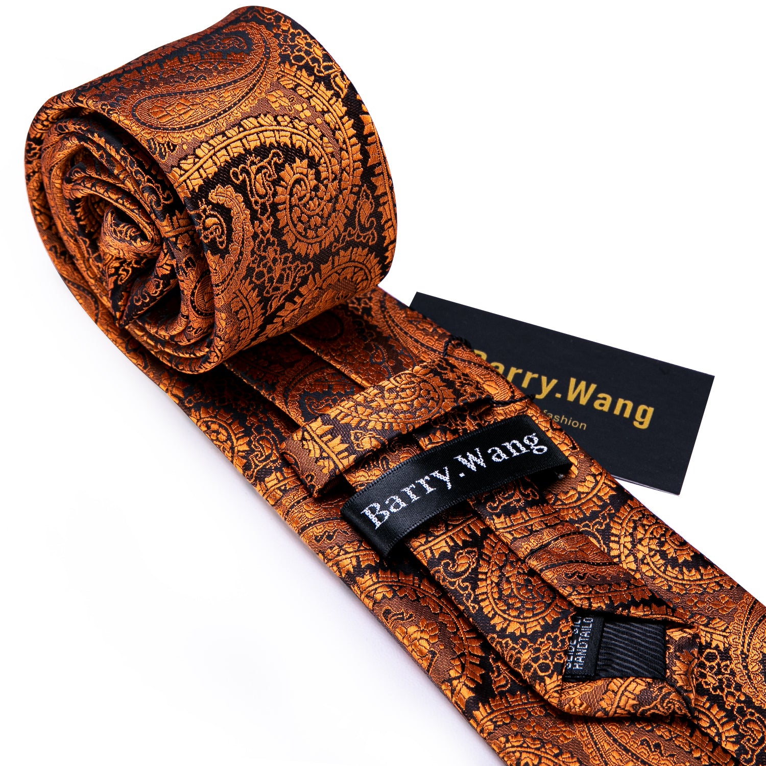 Brown Black Paisley Silk Tie Hanky Cufflinks Set