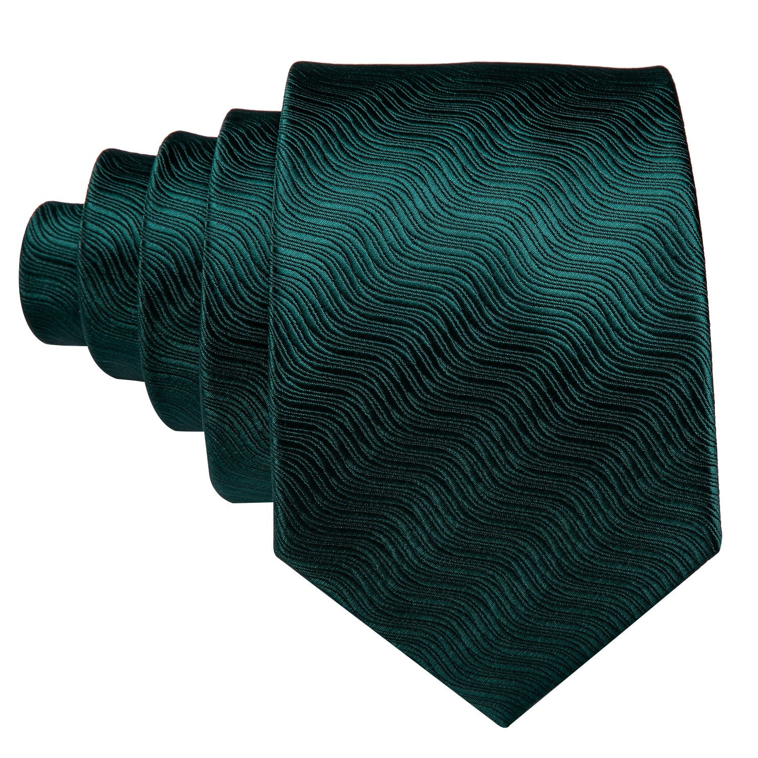 Novelty Green Geometric Solid Silk Tie Hanky Cufflinks Set