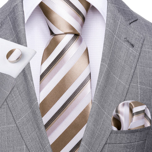 grey suit champagne tie