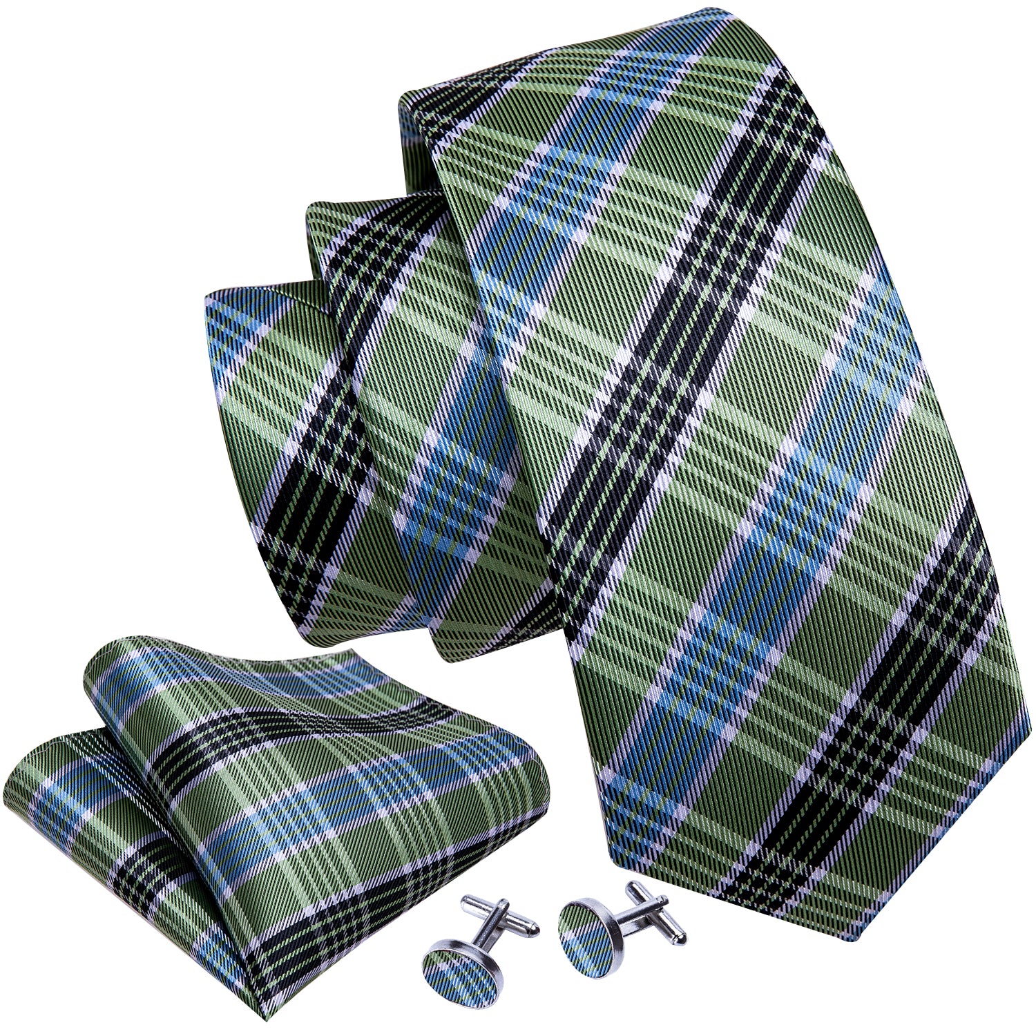 Bue Black Green Necktie 