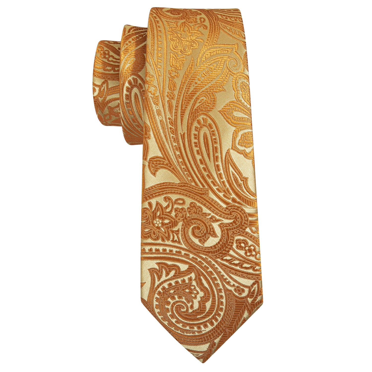 Yellow Paisley Mens Silk Wedding Tie Hanky Cufflinks Set