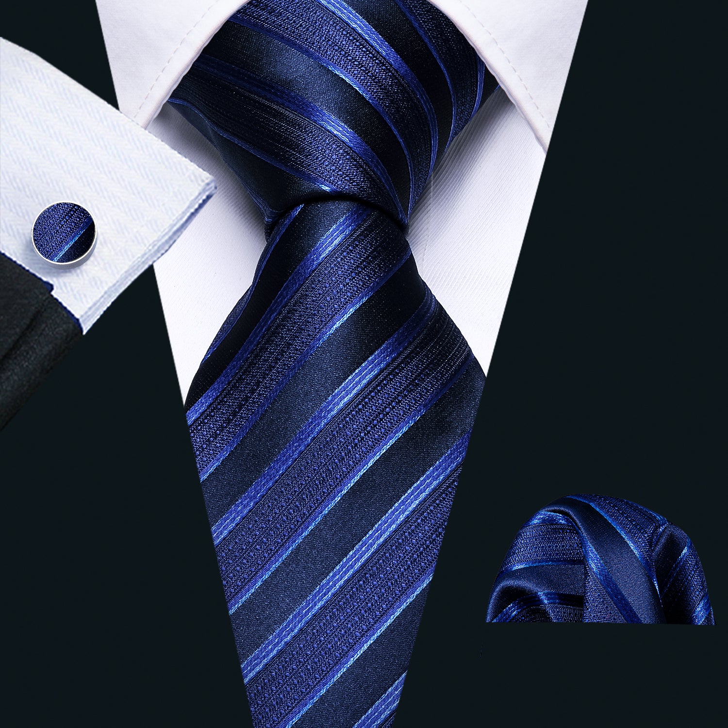 navy blue tie for men's black suit and long sleeve dress shirt 