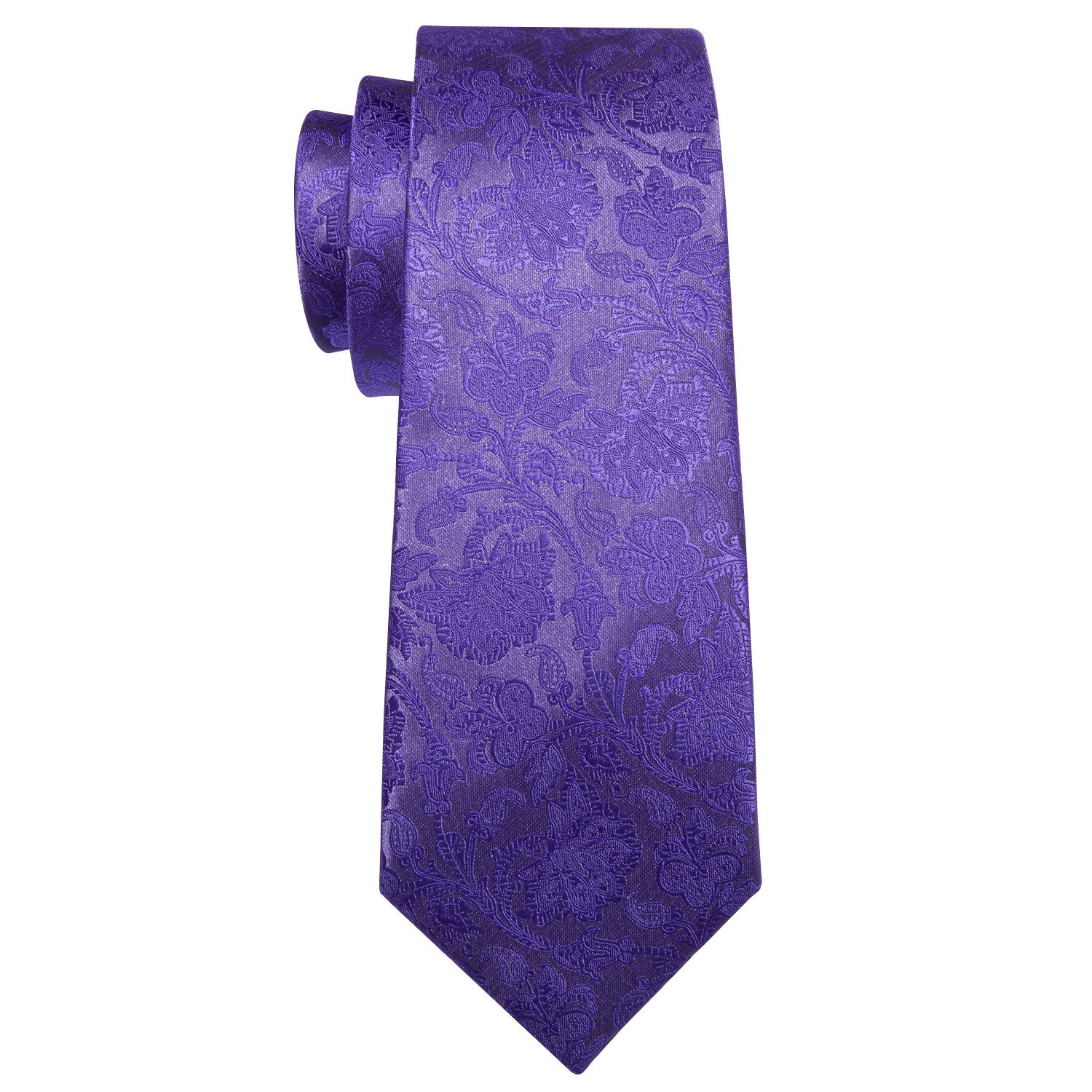 Lavender Purple Floral Silk 63 Inches Tie Hanky Cufflinks Set