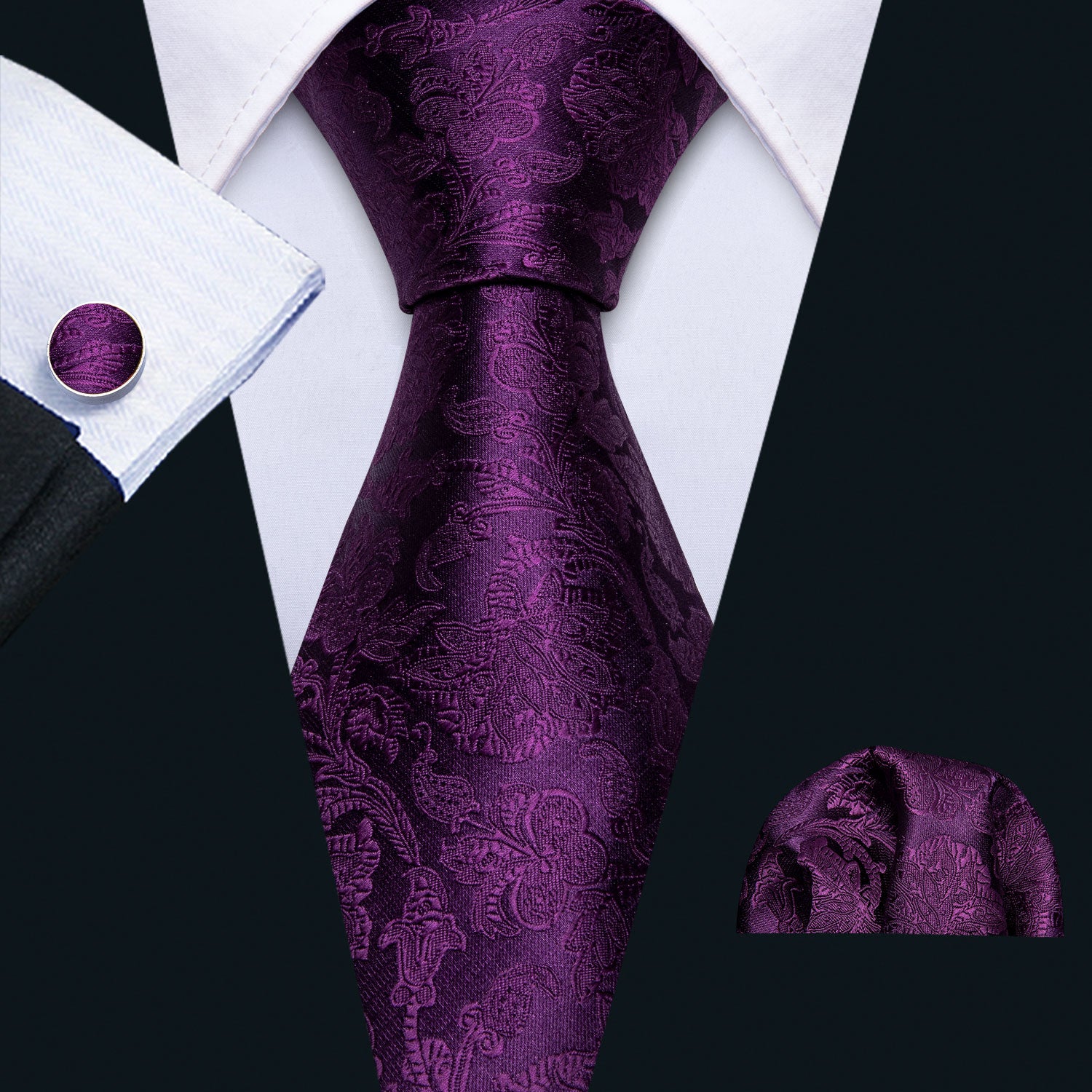 Purple Floral Silk 63 Inches Tie 