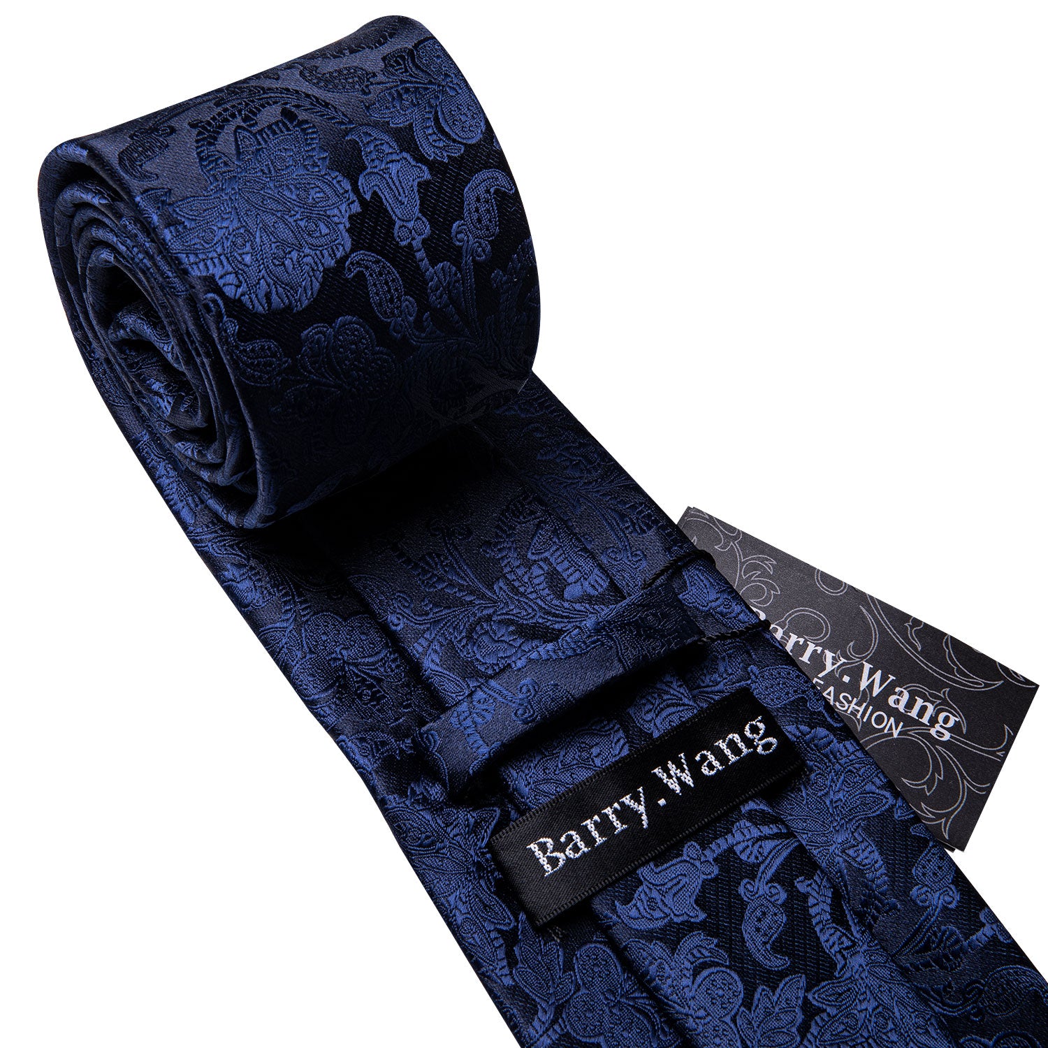 Royal Blue Floral Silk 63 Inches Tie Hanky Cufflinks Set