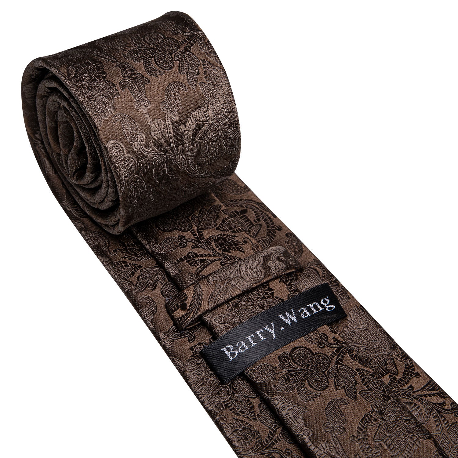 Essential Brown Floral Silk 63 Inches Tie Hanky Cufflinks Set