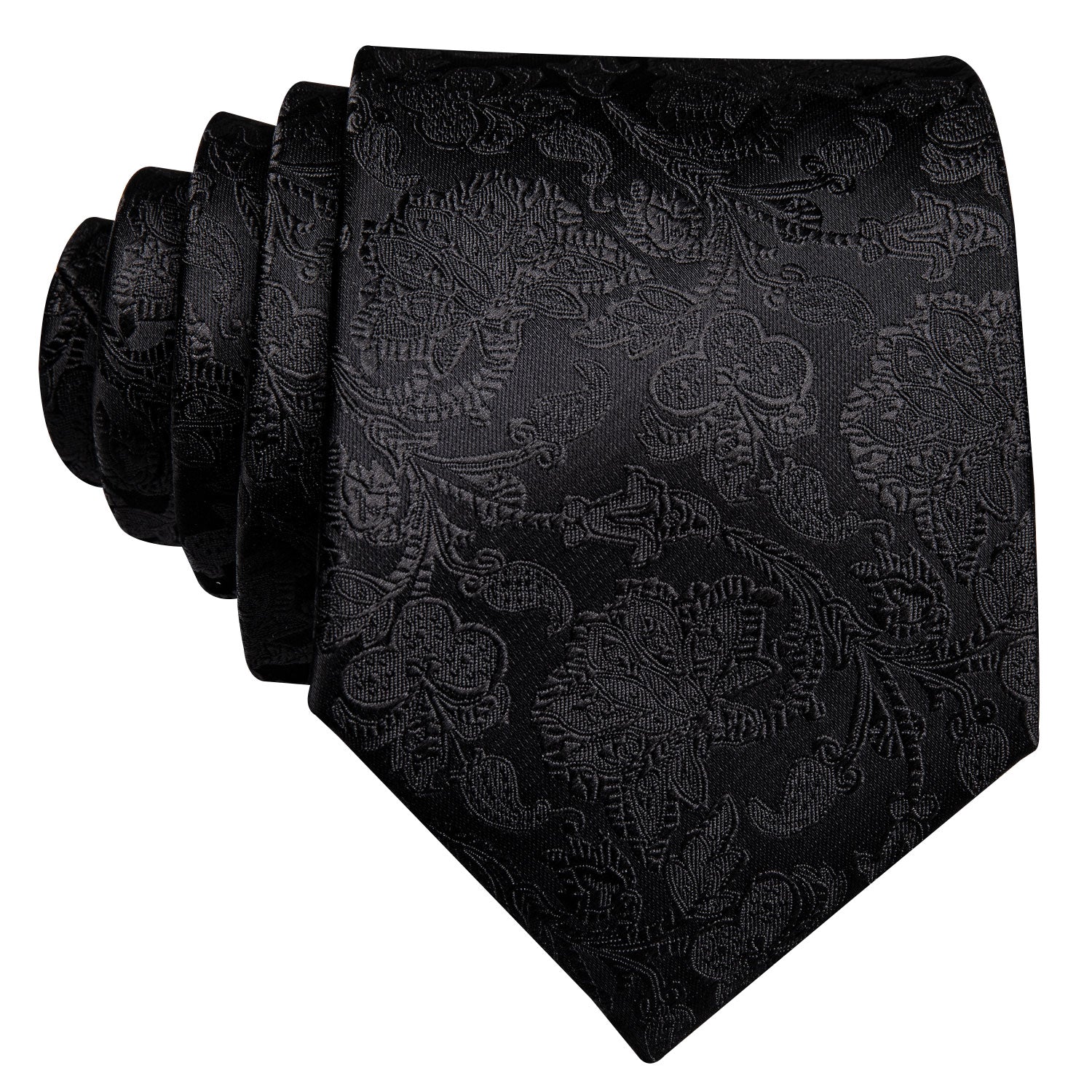Black Paisley Men's Tie Alloy Lapel Pin Brooch Silk 63 Inches Tie Pocket Square Cufflinks Set Wedding Business Party