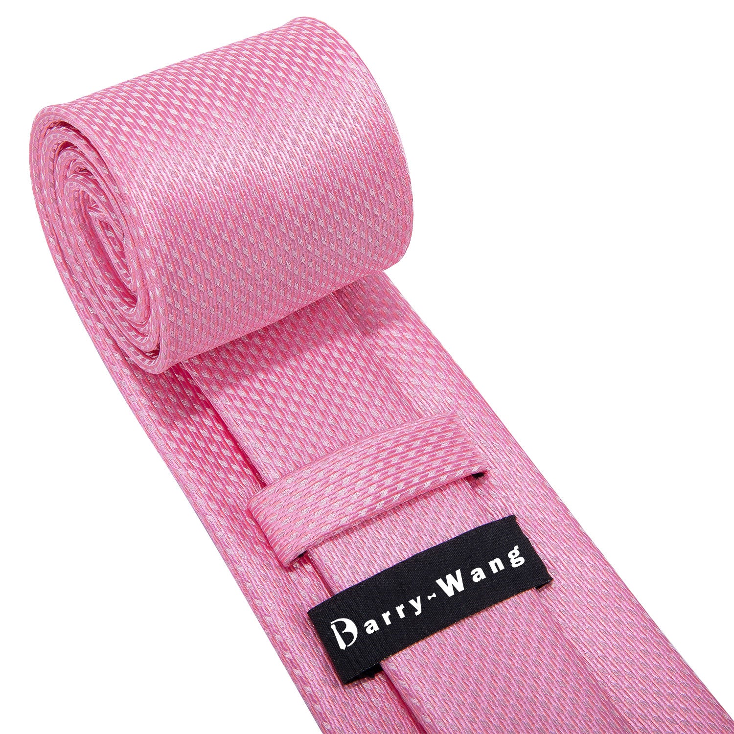 Pink Solid Silk Men's Necktie Pocket Square Cufflinks Set
